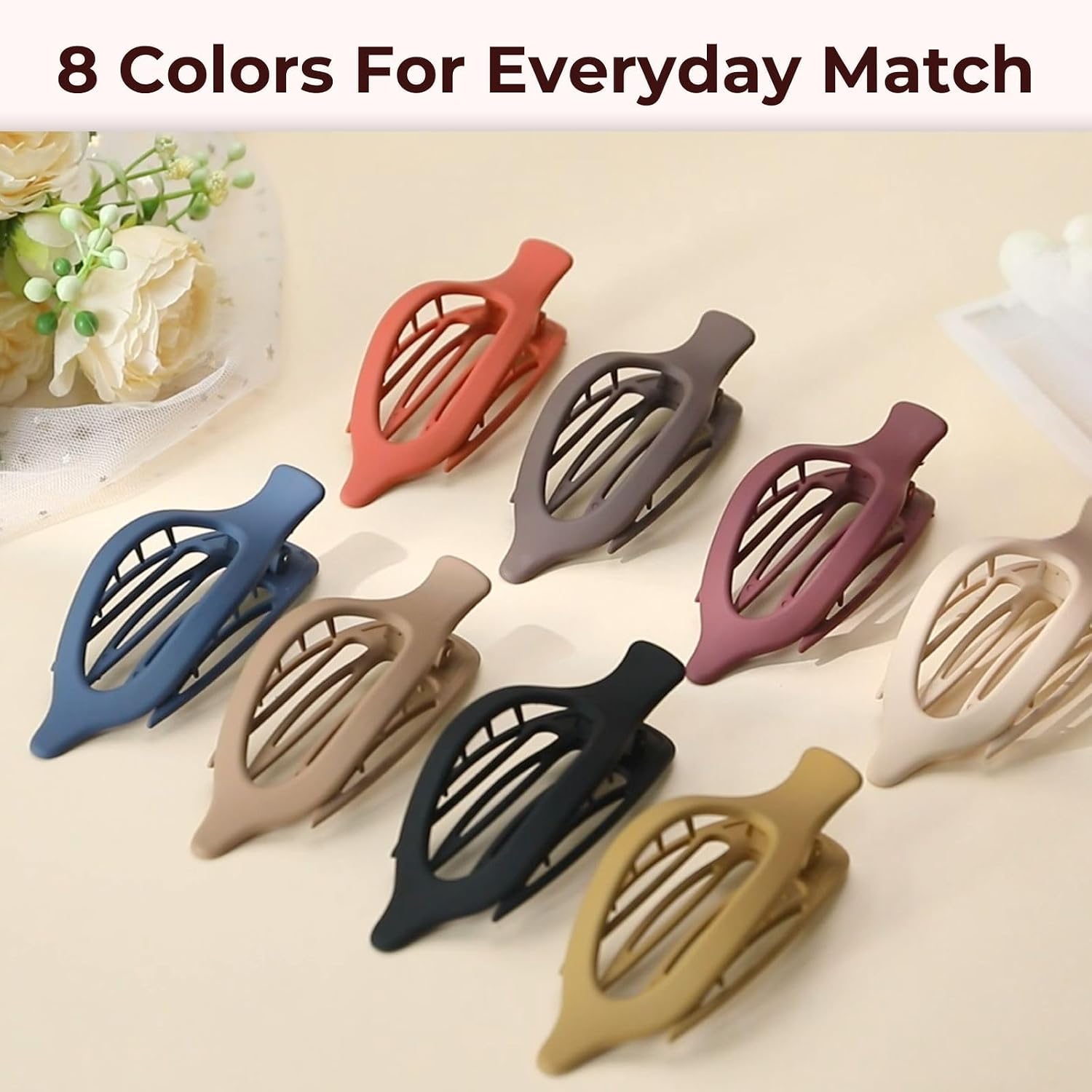 Detalle de CENTSTAR 8-Pack Flat Hair Clips, Matte Plastic with Lay-Flat Design