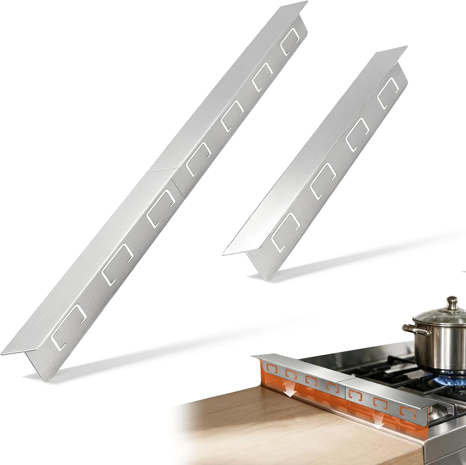 Detalle de DVYY T Design Stove Gap Cover Silver, Adjustable Stainless Steel Filler