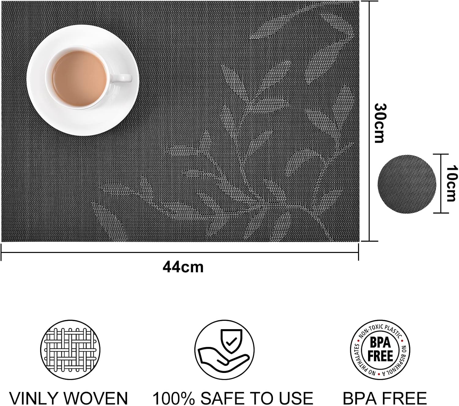 Thumbnail 6 de Miorkly Placemats and Coasters Sets of 6 Weaving Black Leaf