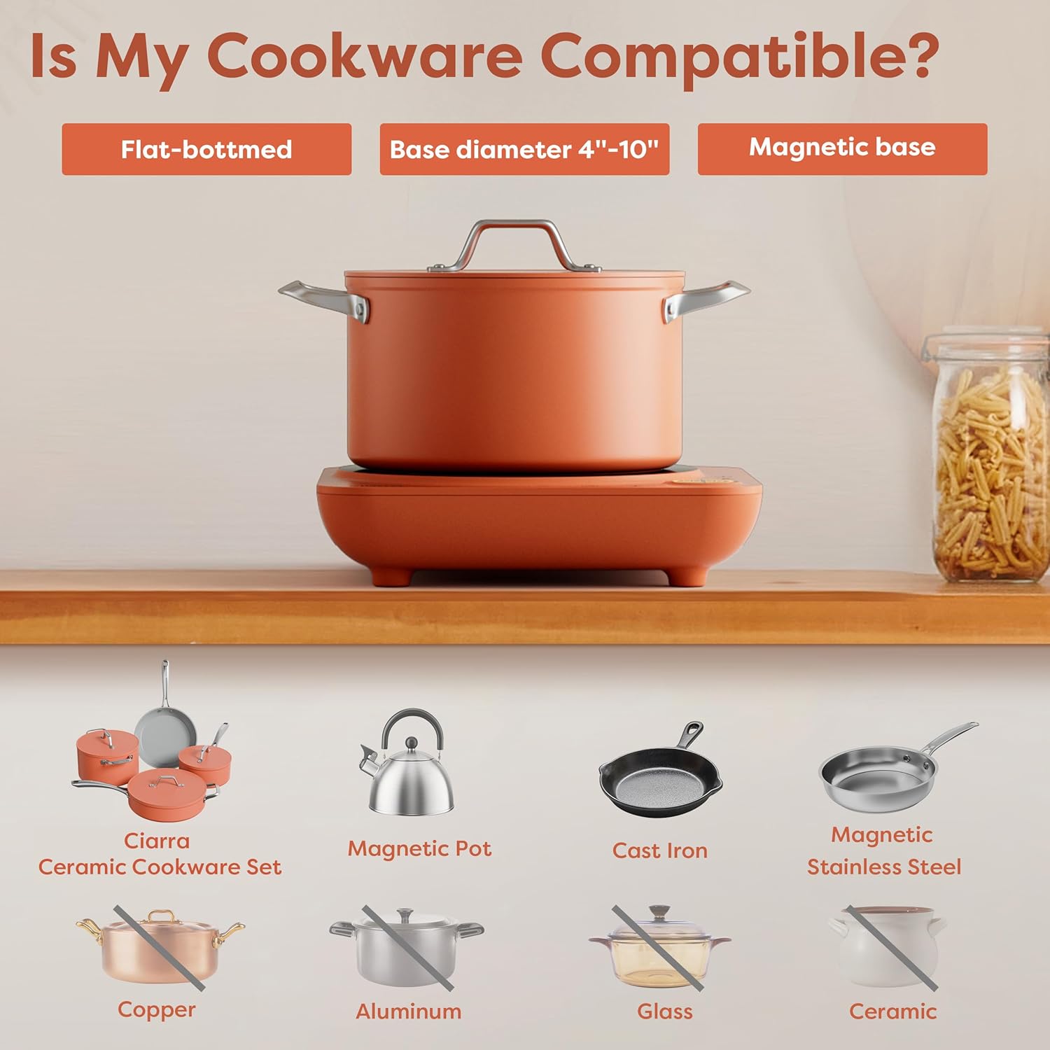 Thumbnail 5 de CIARRA CATIH1A-O orange induction cooktop ⏲