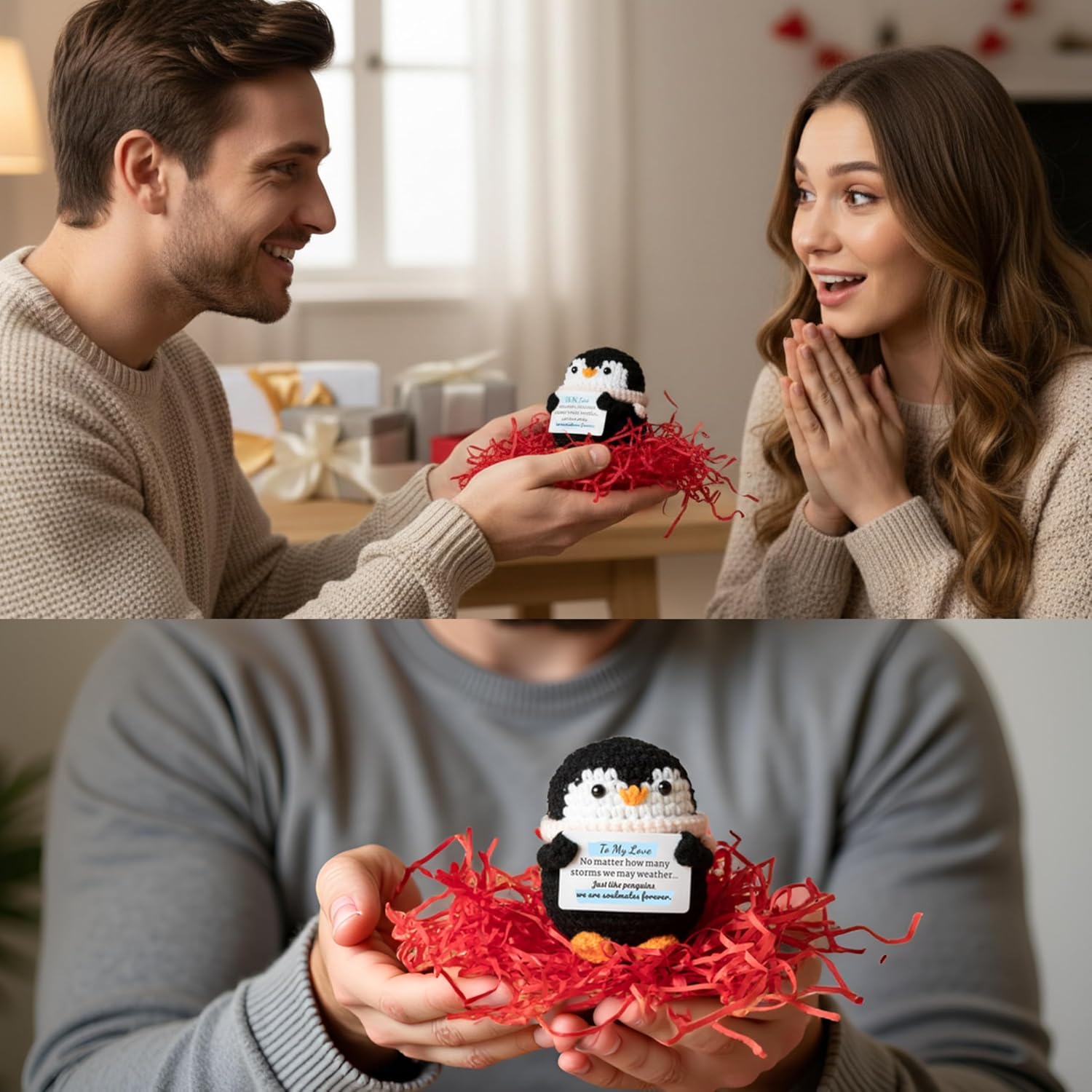 Detalle 2 de HONZEE I Love You Penguin plush gift for couples