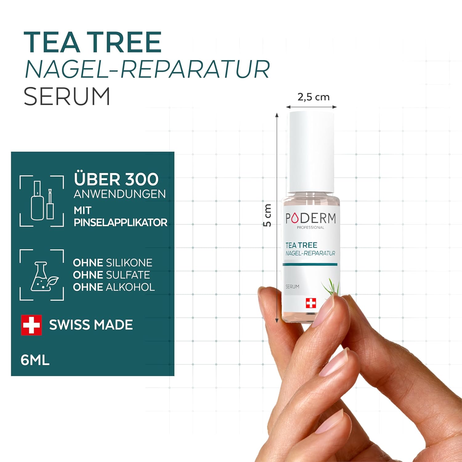 Thumbnail 6 de PODERM Tea Tree Nagel-Repair-Serum 6 ml (4-in-1 Pflege) – Swiss Made