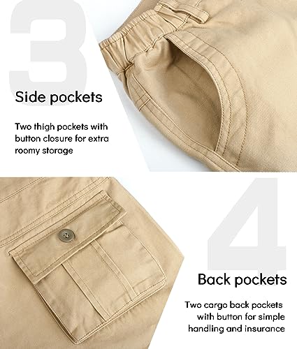 Thumbnail 4 de APTRO Mens Cargo Shorts Combat Casual Cotton Shorts with Multi Pockets – CS05 Khaki