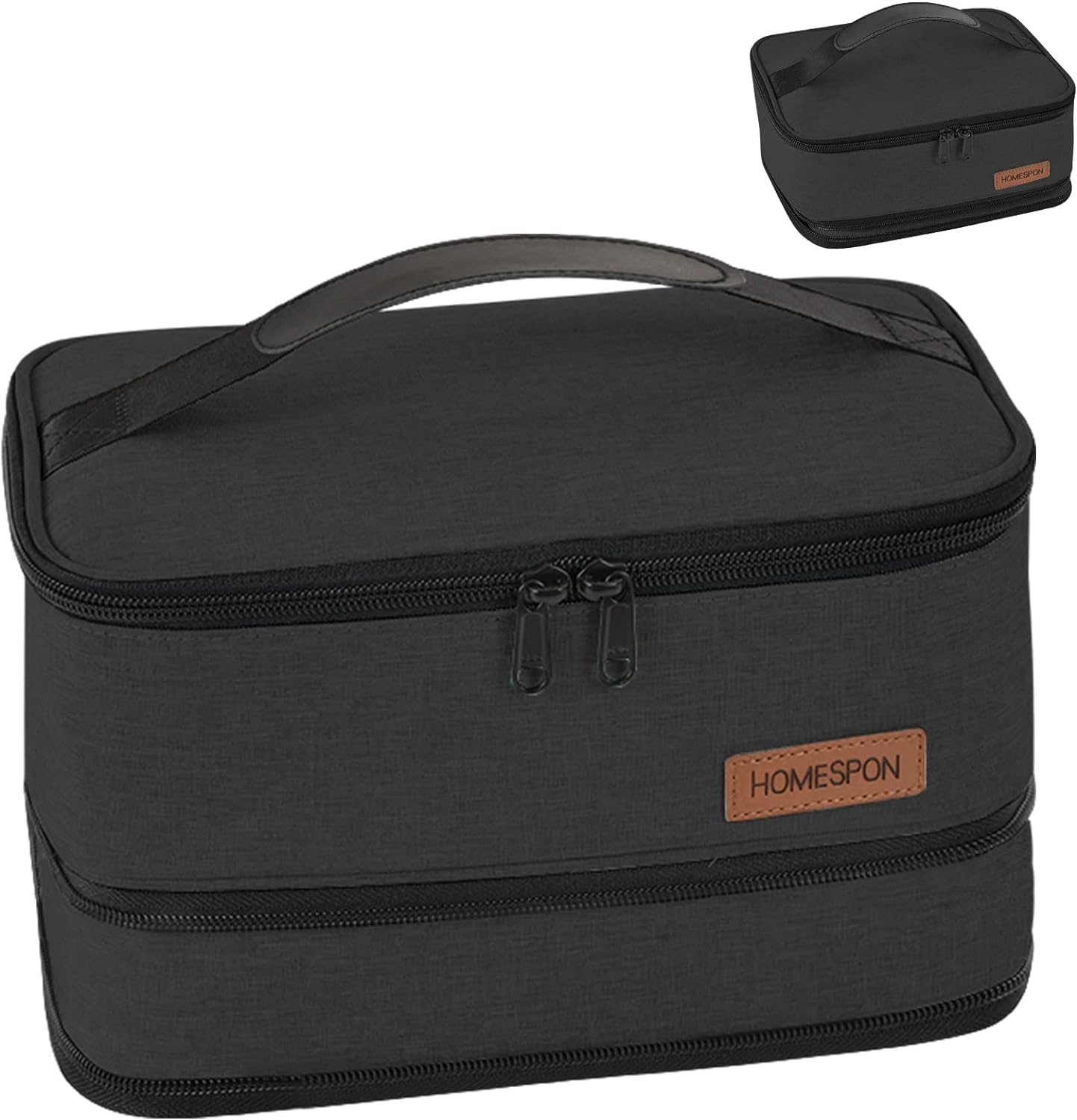 Detalle de HOMESPON Expandable Insulated Lunch Bag (Black) – foldable lunch box holder with handle