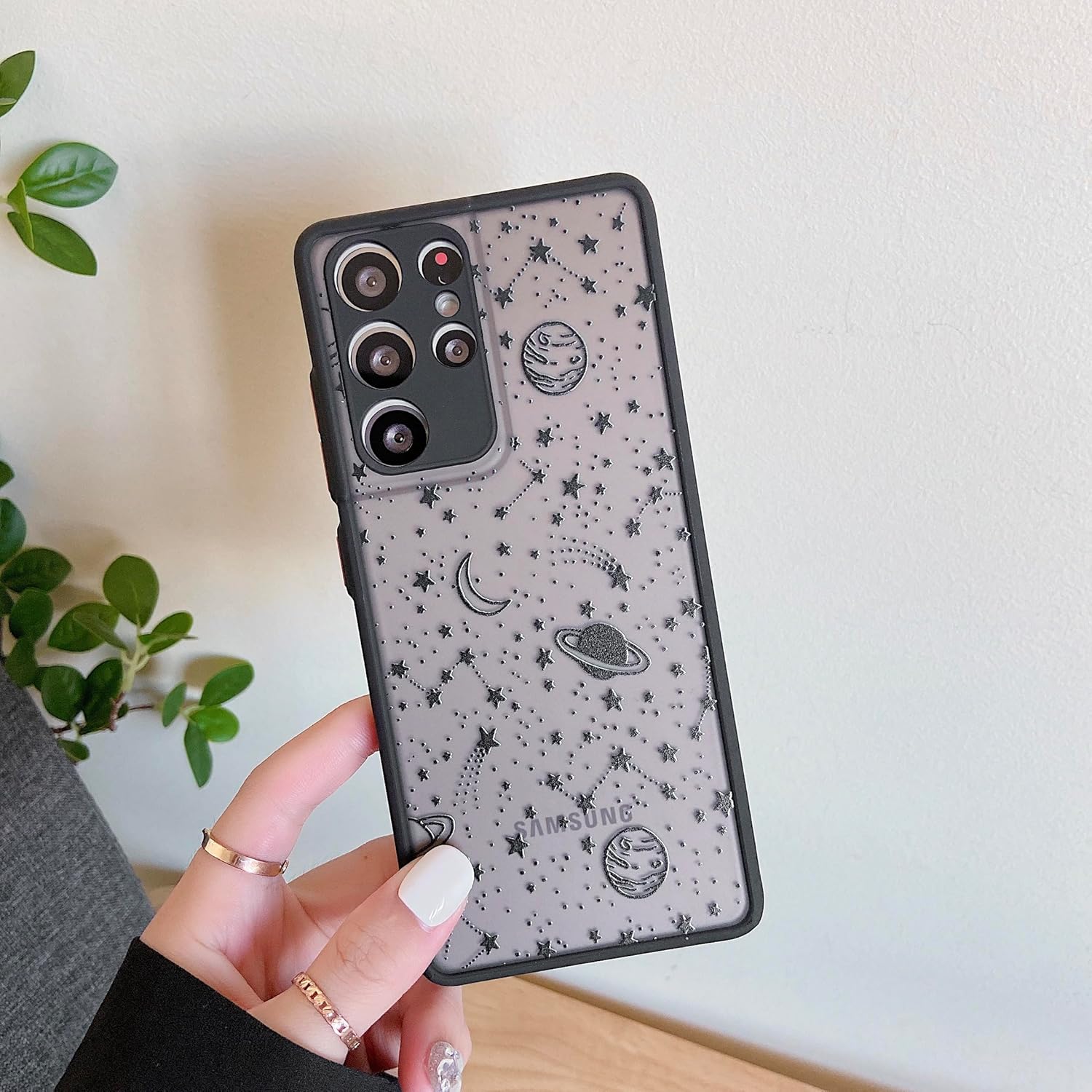 Thumbnail 2 de ZTOFERA Planet Sky Star Pattern Case for Samsung Galaxy S25 Ultra 5G (6.9") — Frosted Clear Back, Black Sky