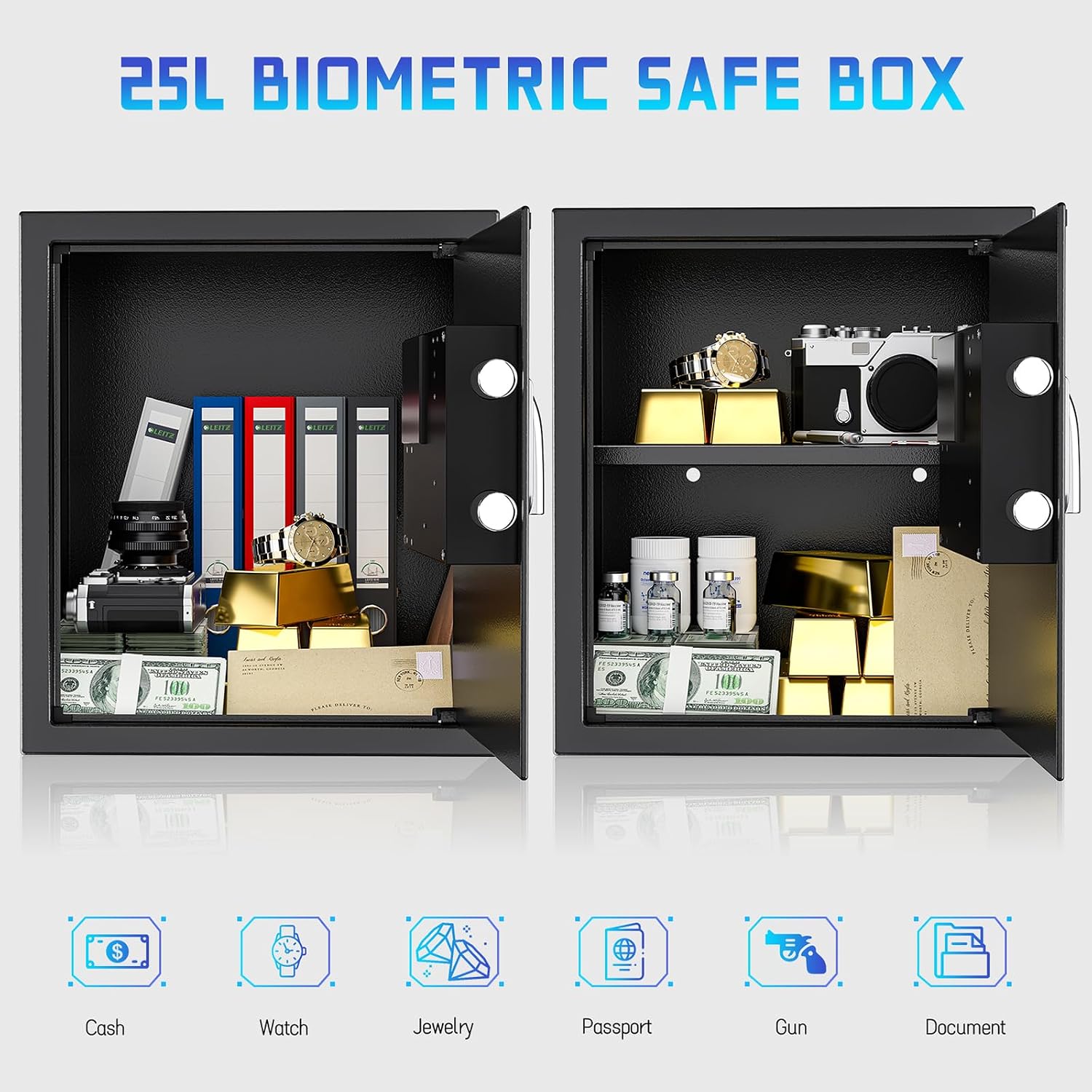 Thumbnail 5 de WASJOYE 43L Cassaforte con impronte digitali: sicurezza smart per casa, ufficio e hotel