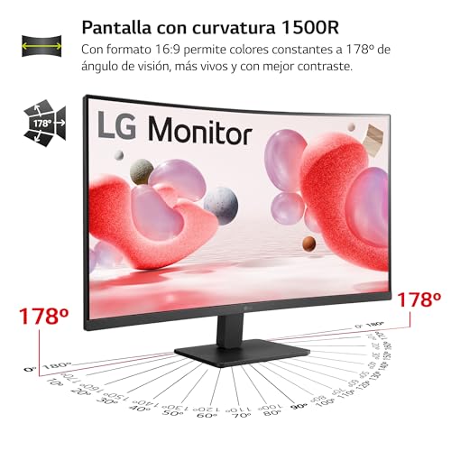 Detalle de LG 32MR50C-B: Monitor Curvo 32" VA FHD 1500R con FreeSync Premium y 100 Hz