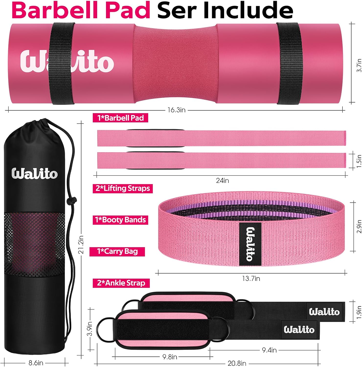 Detalle 2 de WALITO 8-Piece Barbell Pad Set for Hip Thrusts, Squats & Bench Training