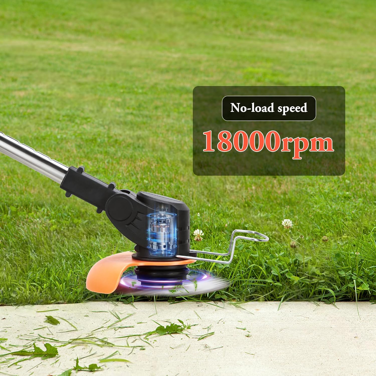 Detalle 2 de DJROLL Cordless Grass Trimmer with Charger and 2 Battery (21V) – adjustable telescopic edger with 17 blades