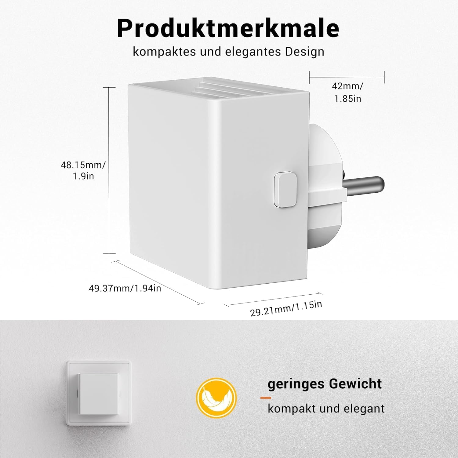 Detalle de Emeritpro Nachtlicht-Steckdose mit Dämmerungssensor (3000K, dimmbar), 4er-Set, 1W