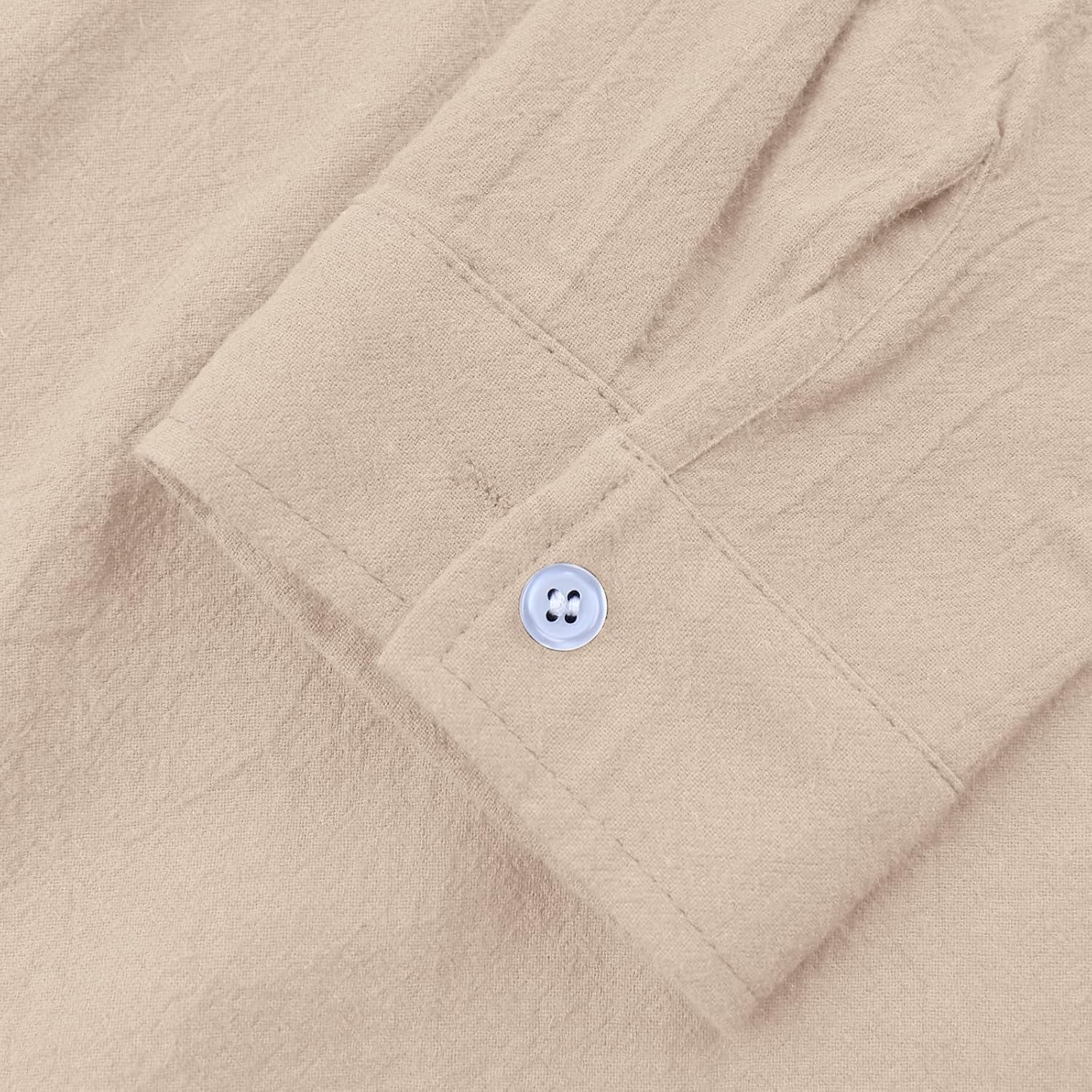 Thumbnail 4 de LVCBL Mens Casual Cotton Shirt Long Sleeve Band Collar Henley Shirt Tops