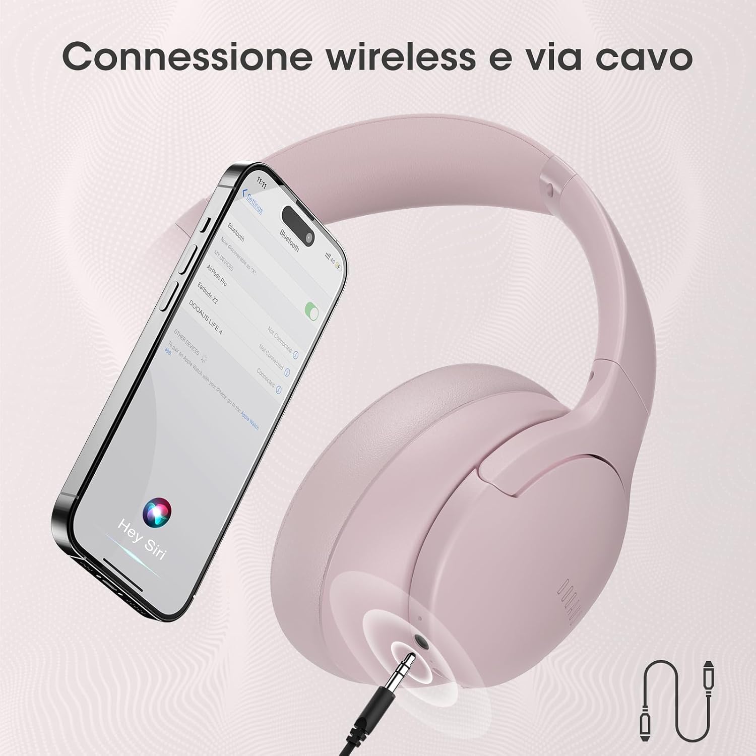 Detalle 2 de DOQAUS Cuffie Wireless Bluetooth Over Ear: autonomia top e suono HiFi con 3 modalità EQ