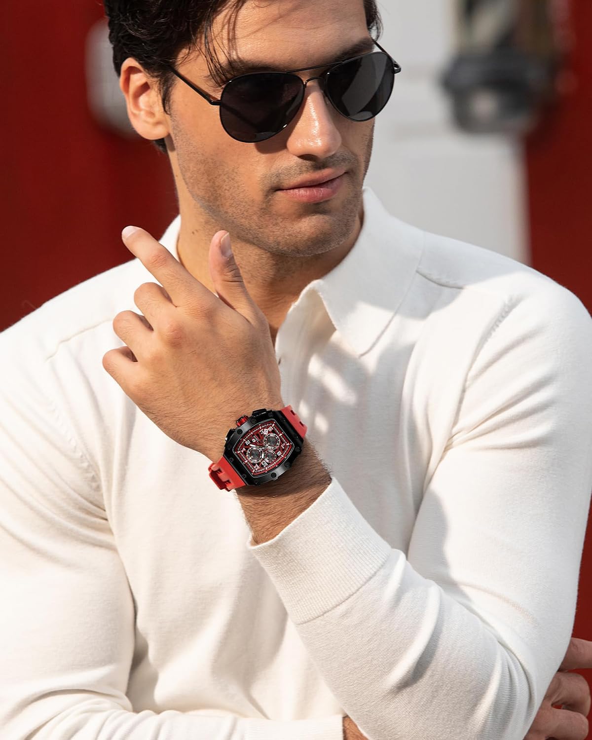 Detalle 2 de TSAR BOMBA Montre de luxe pour homme à quartz japonais, étanche 50 m, affichage de la date