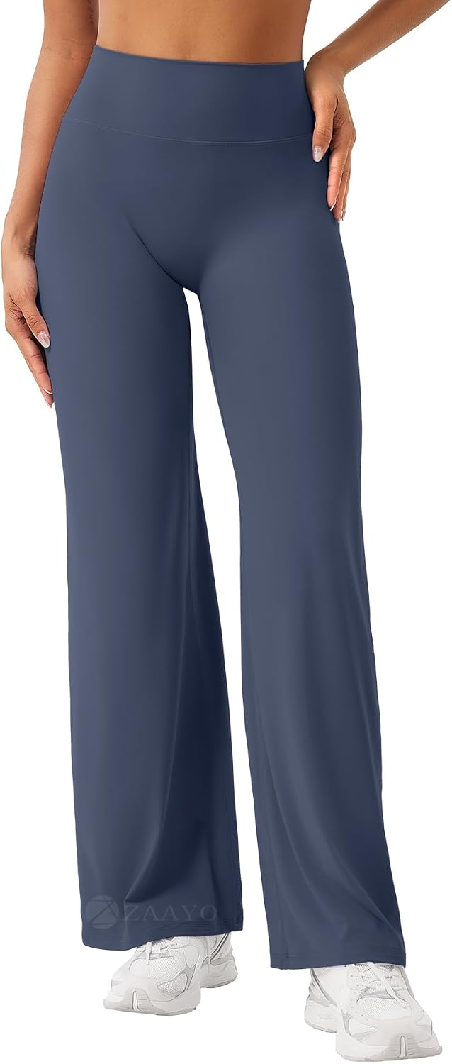Detalle de ZAAYO Nahtlose Straight-Leggings mit hoher Taille (Flared/Schlaghose) für Yoga & Gym