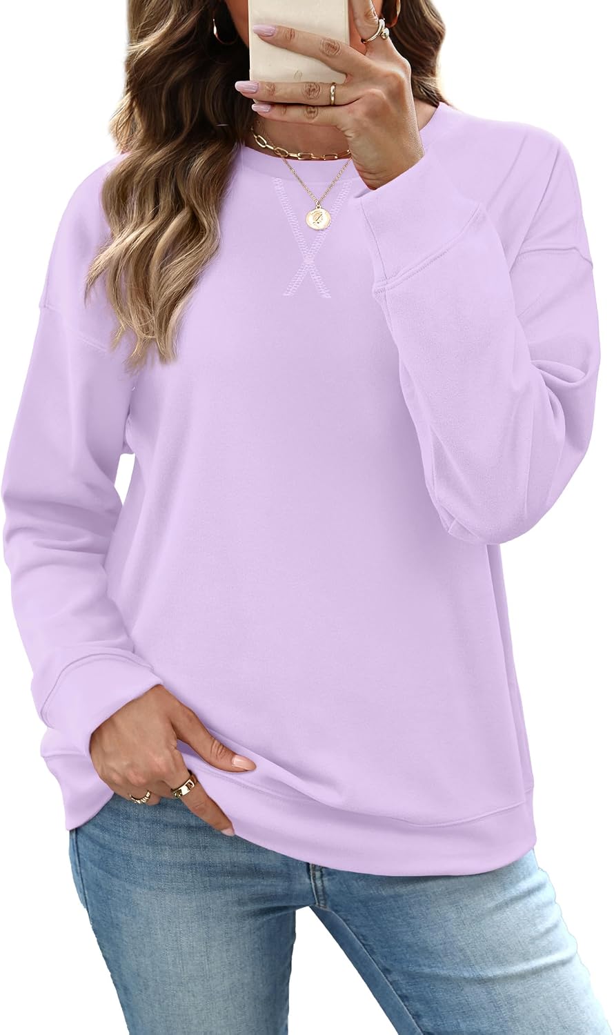 Thumbnail 6 de RUMIA Women’s Crew Neck Sweatshirt — Loose Pullover Long Sleeve Top