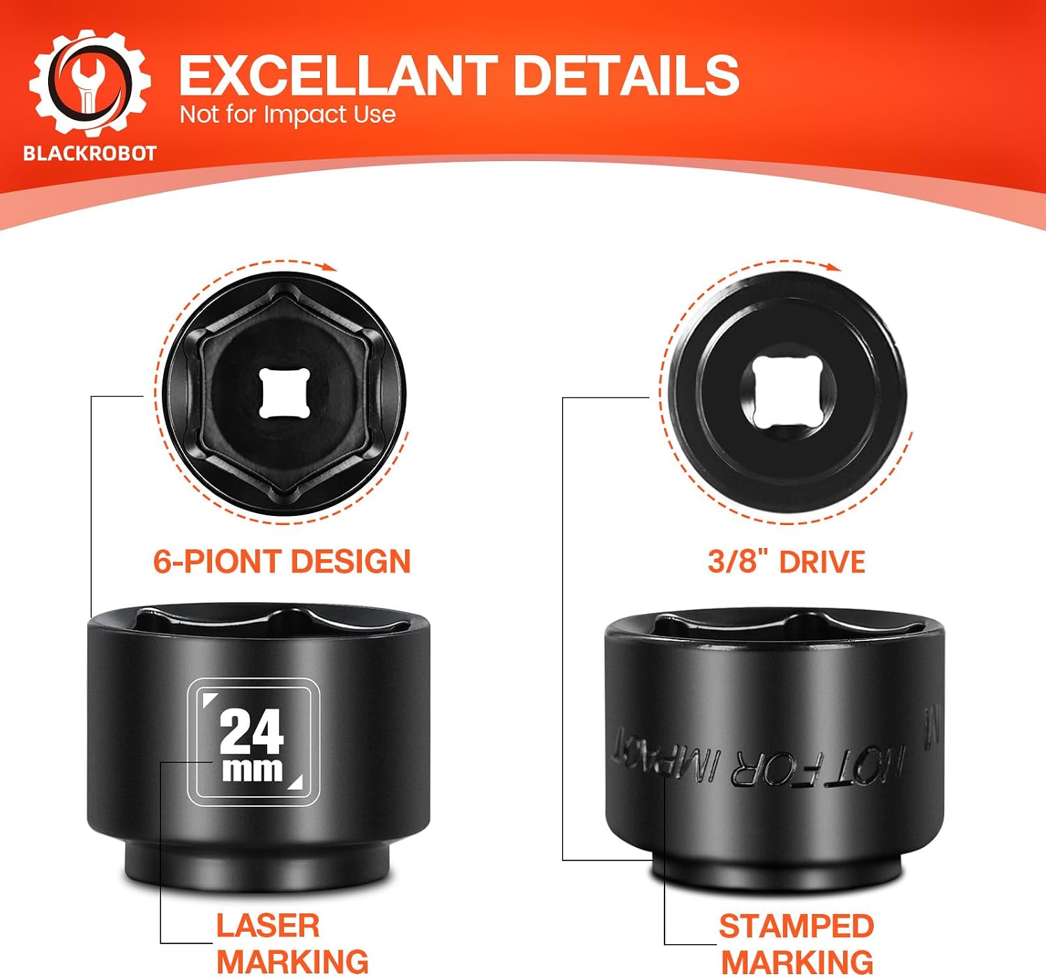 Detalle de BLACKROBOT da339414-46c5-47c2-9fbe-252a3df021c2 24mm Low-Profile Oil Filter Socket