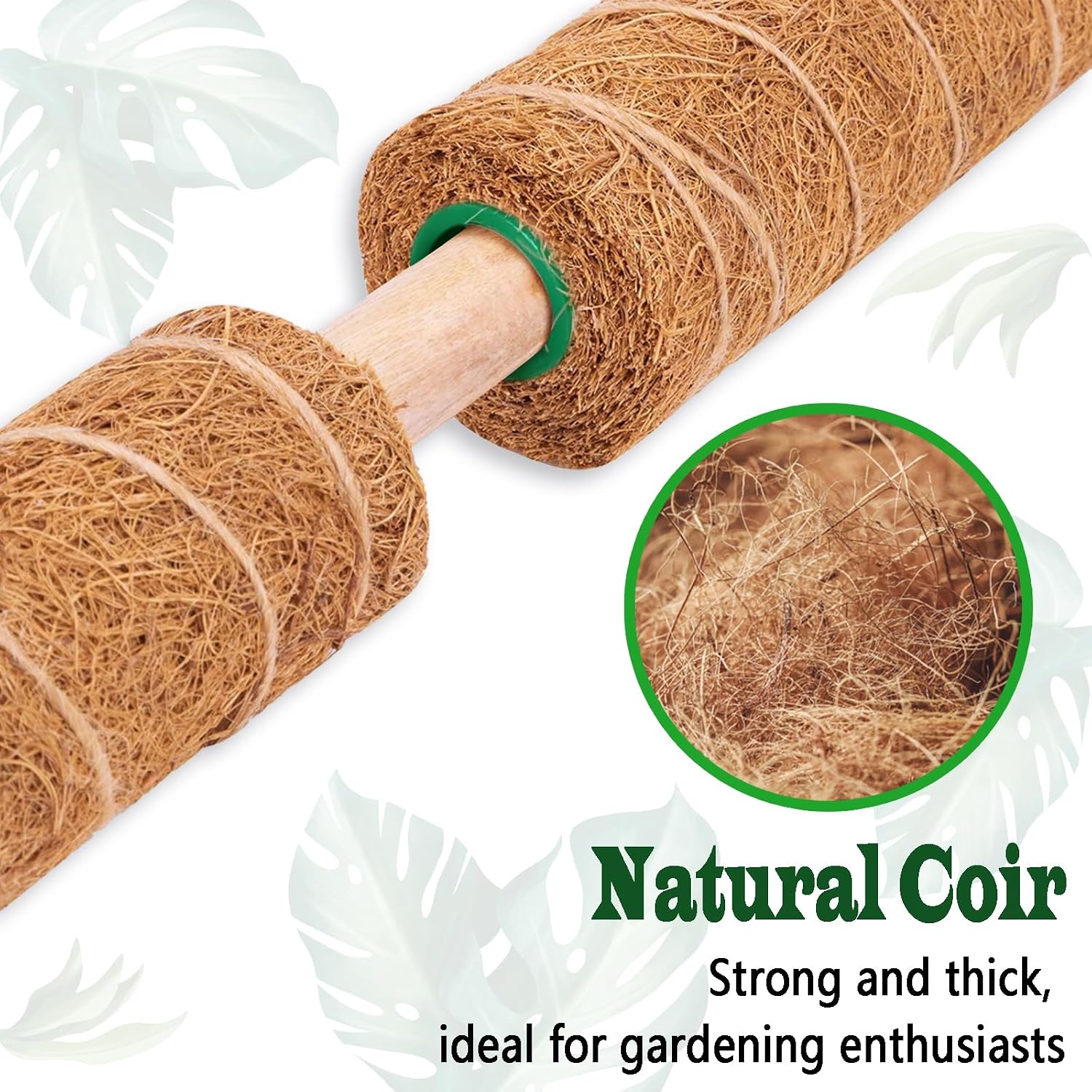 Detalle 2 de CHIAFFI MOSS POLE 217 17-Inch Stackable Coir Plant Supports, 2-Pack with Jute Twine
