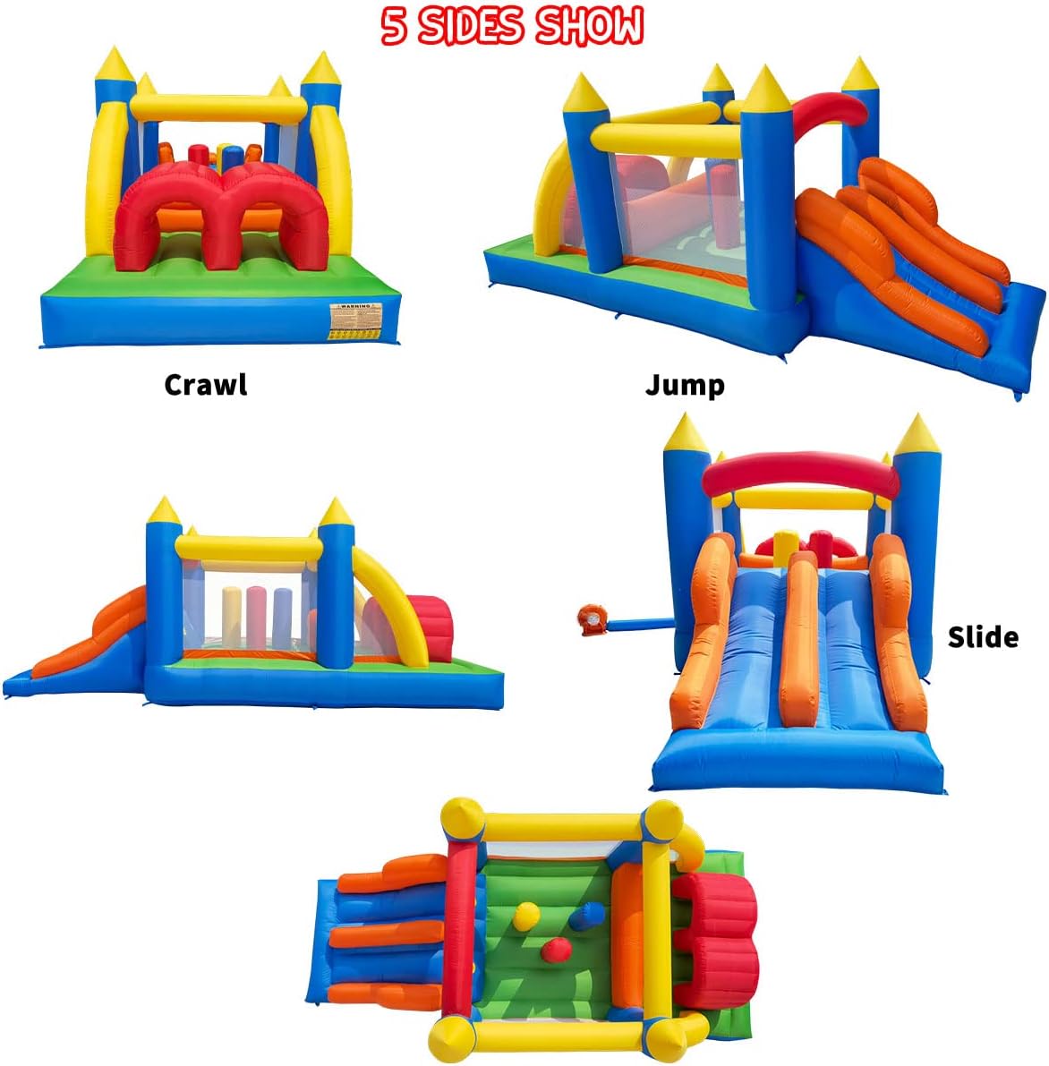 Detalle 2 de Ballsea Inflatable Bouncy Castle Kids Bounce House with Dual Slide & Air Blower, 4.88 x 2.4 x 1.9m