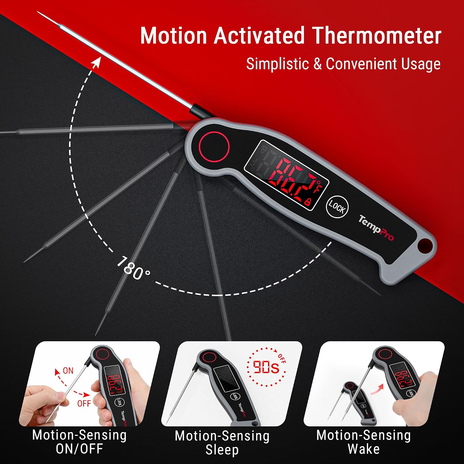Thumbnail 4 de TempPro TempSwift ELITE TP-19 Waterproof Digital Meat Thermometer with Rotating Display