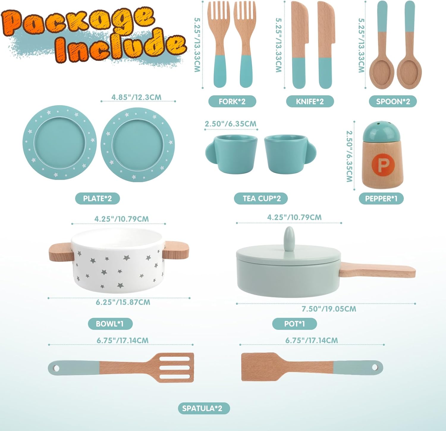 Detalle 2 de Casseroles en bois jeu de cuisine pour enfants 🍲