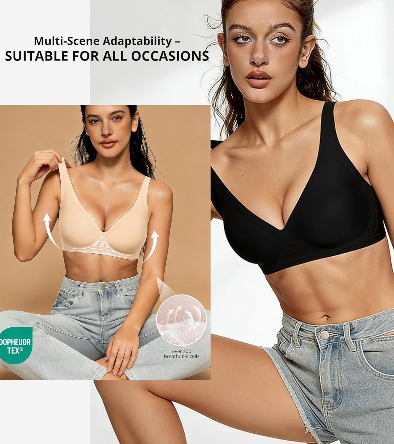 Thumbnail 4 de Dopheuor 2026 Deep V Wireless Push Up Bra