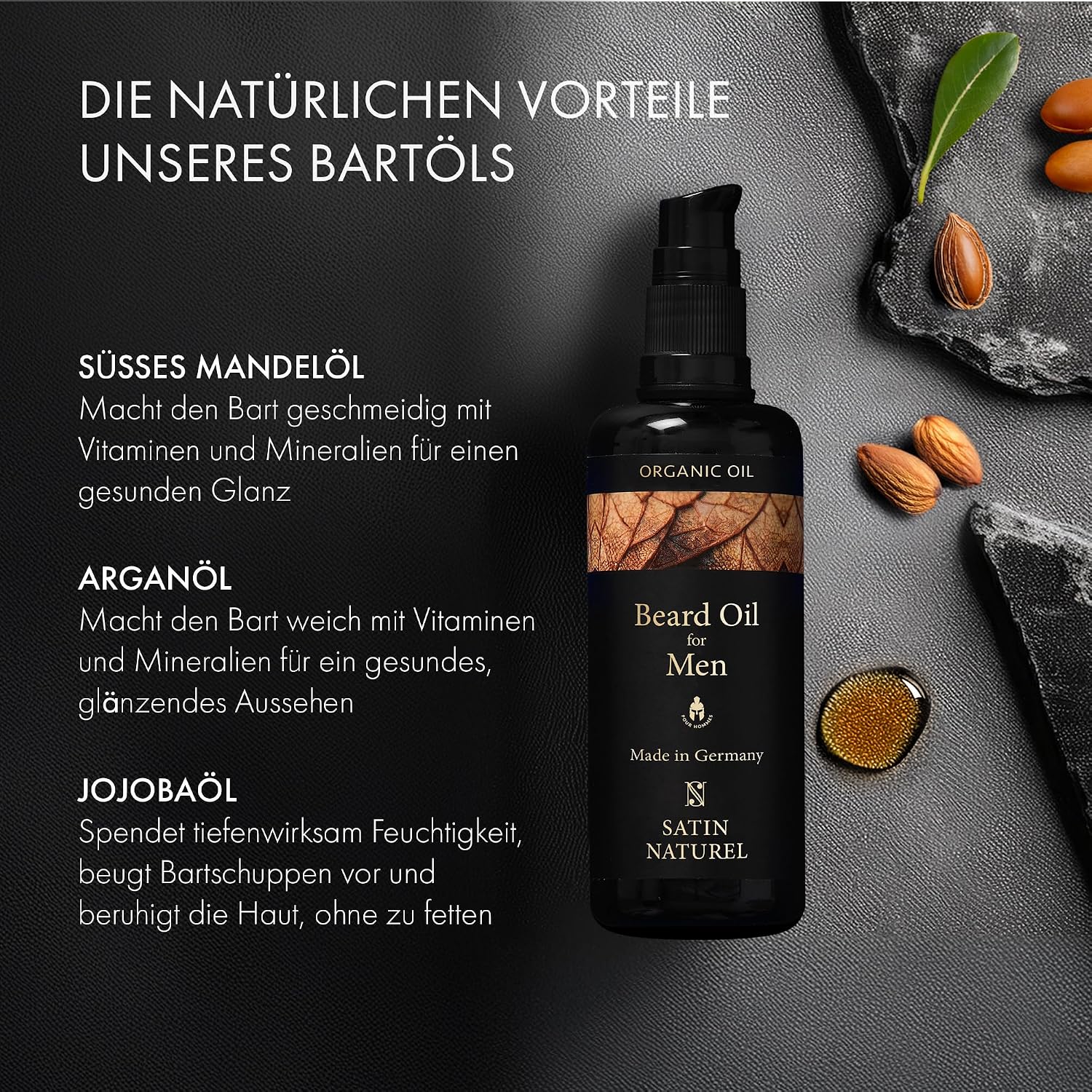 Thumbnail 4 de Satin Naturel BIO Bartöl kaltgepresst 100 ml – Premium Bartpflege für Herren