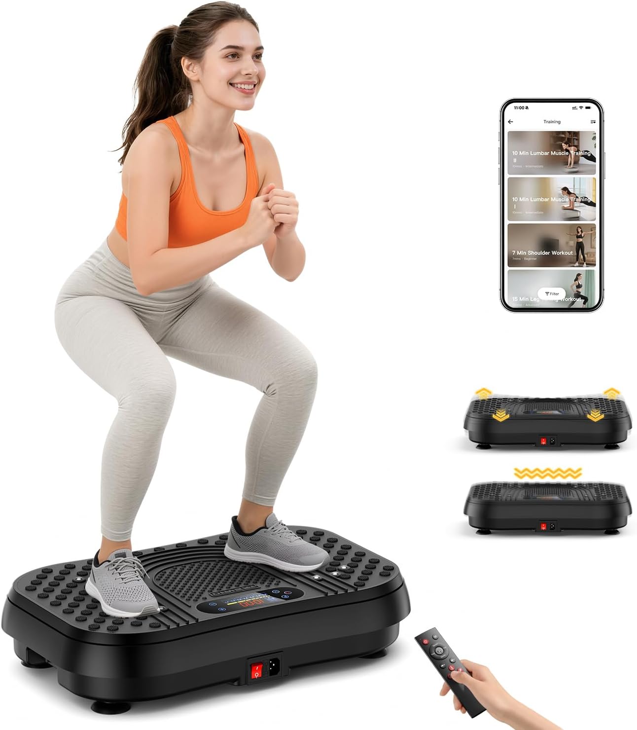 Detalle de Taevno 3D Dual Motor Vibration Plate with 199 Speeds and App Control