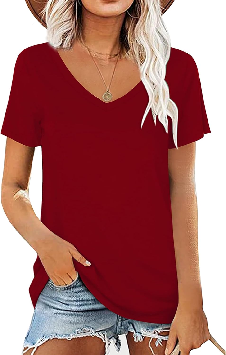 Thumbnail 3 de AirMood T-shirt d'été décontracté à manches courtes et col en V pour femme