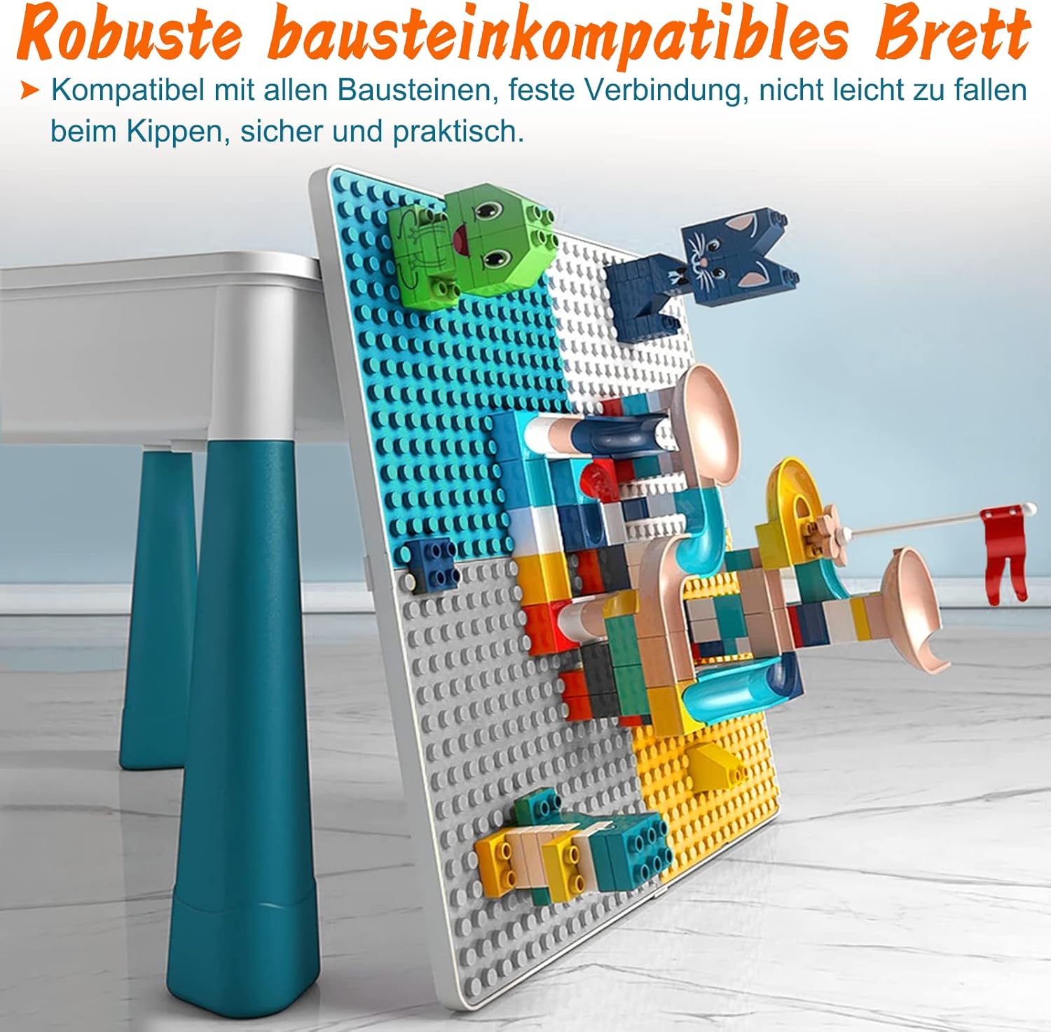Thumbnail 4 de UISEBRT Kindertisch mit 2 Stühlen und 163 Bausteinen – Multifunktionaler Aktivitätstisch