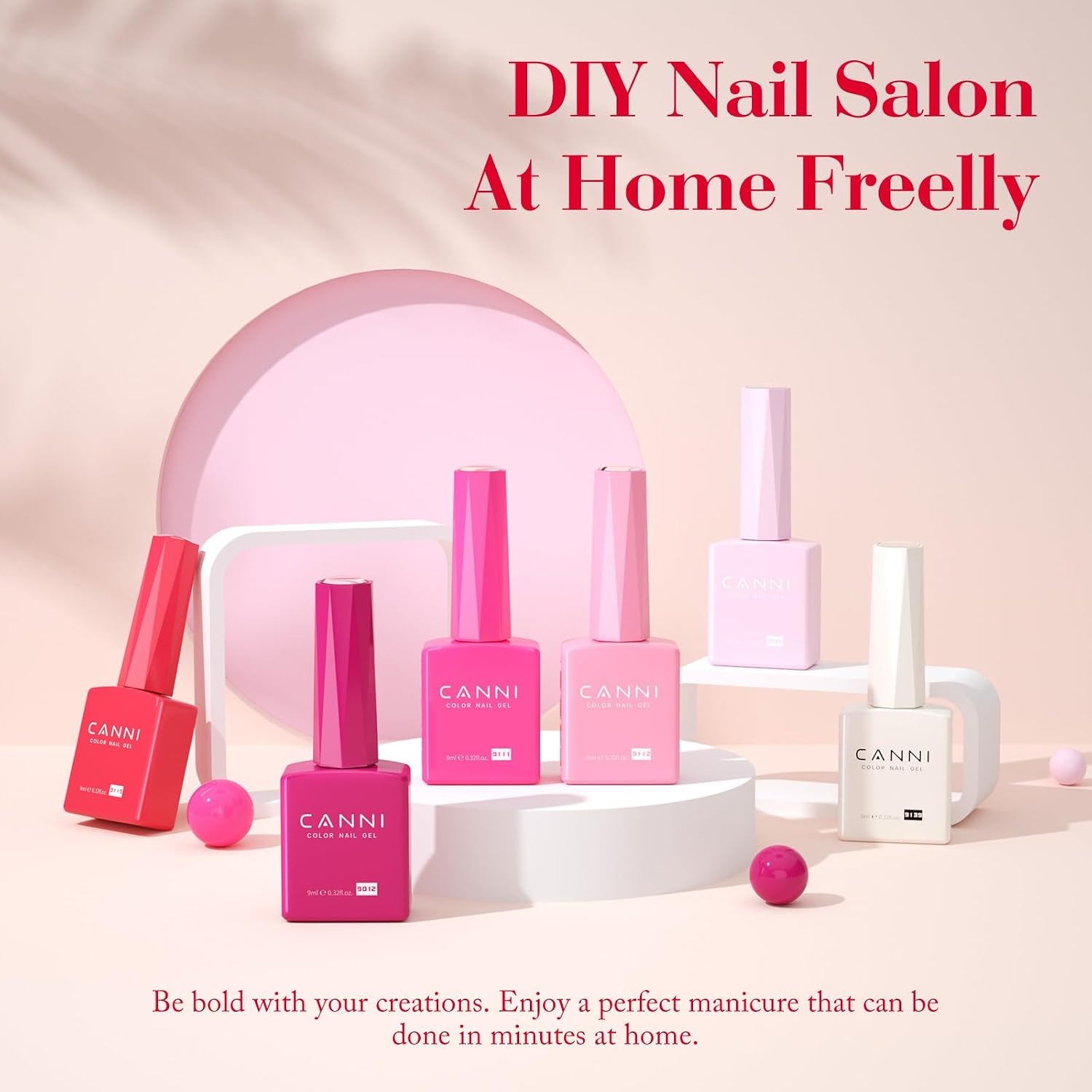 Detalle 2 de CANNI Pink Gel Nail Polish Set (6 Colors) for French Tips, DIY Nail Art, Glossy Long-Lasting Finish