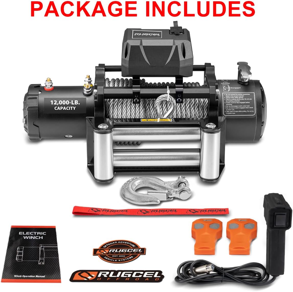 Detalle de RUGCEL WINCH 12000lb Waterproof Electric Winch 12V ๐