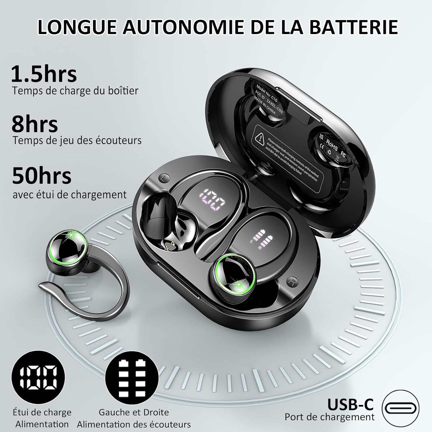 Thumbnail 2 de 2026 Bluetooth Kopfhörer Sport – Kabellose In-Ear mit ENC, 50 Std Akku und IP7