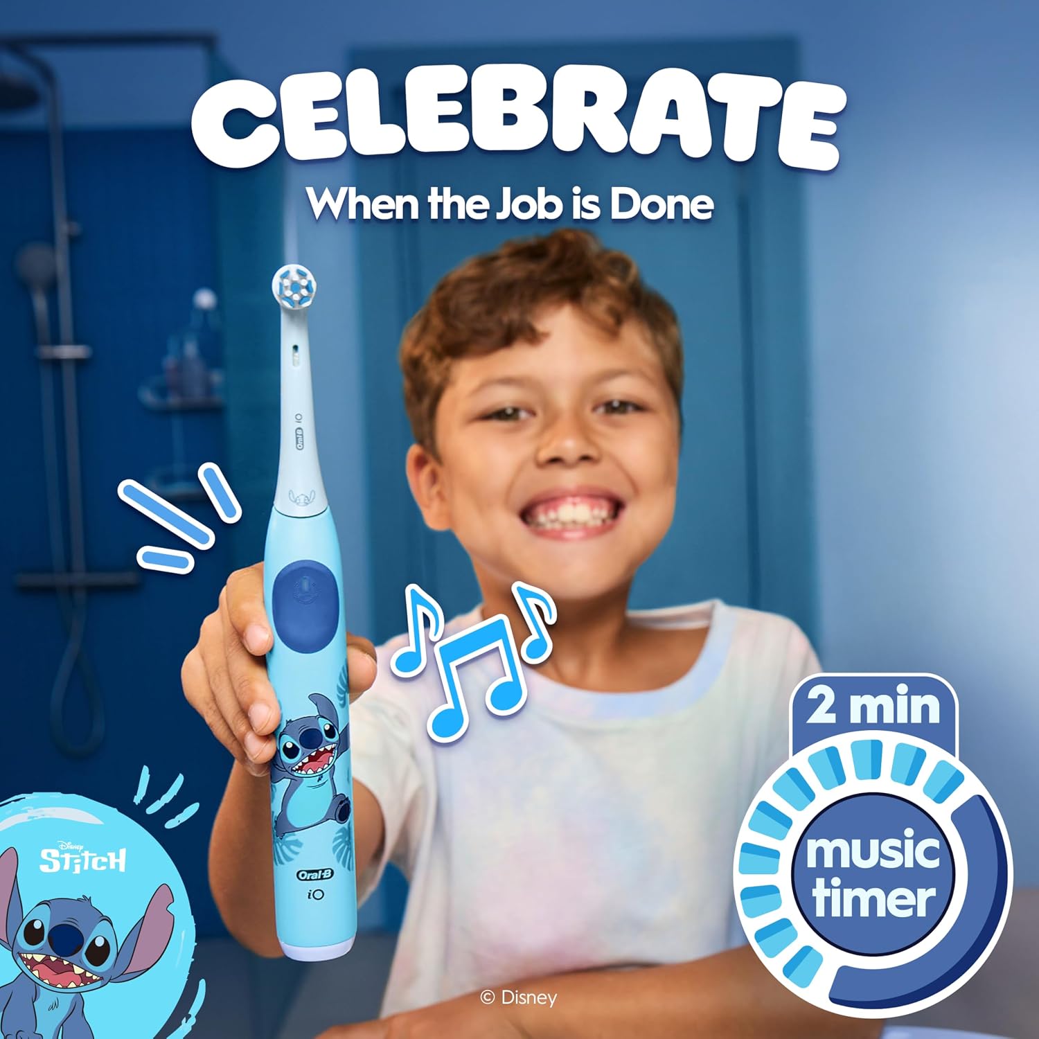 Detalle de Oral-B iO Kids Electric Toothbrush, Disney Stitch — A practical choice for six-year-olds