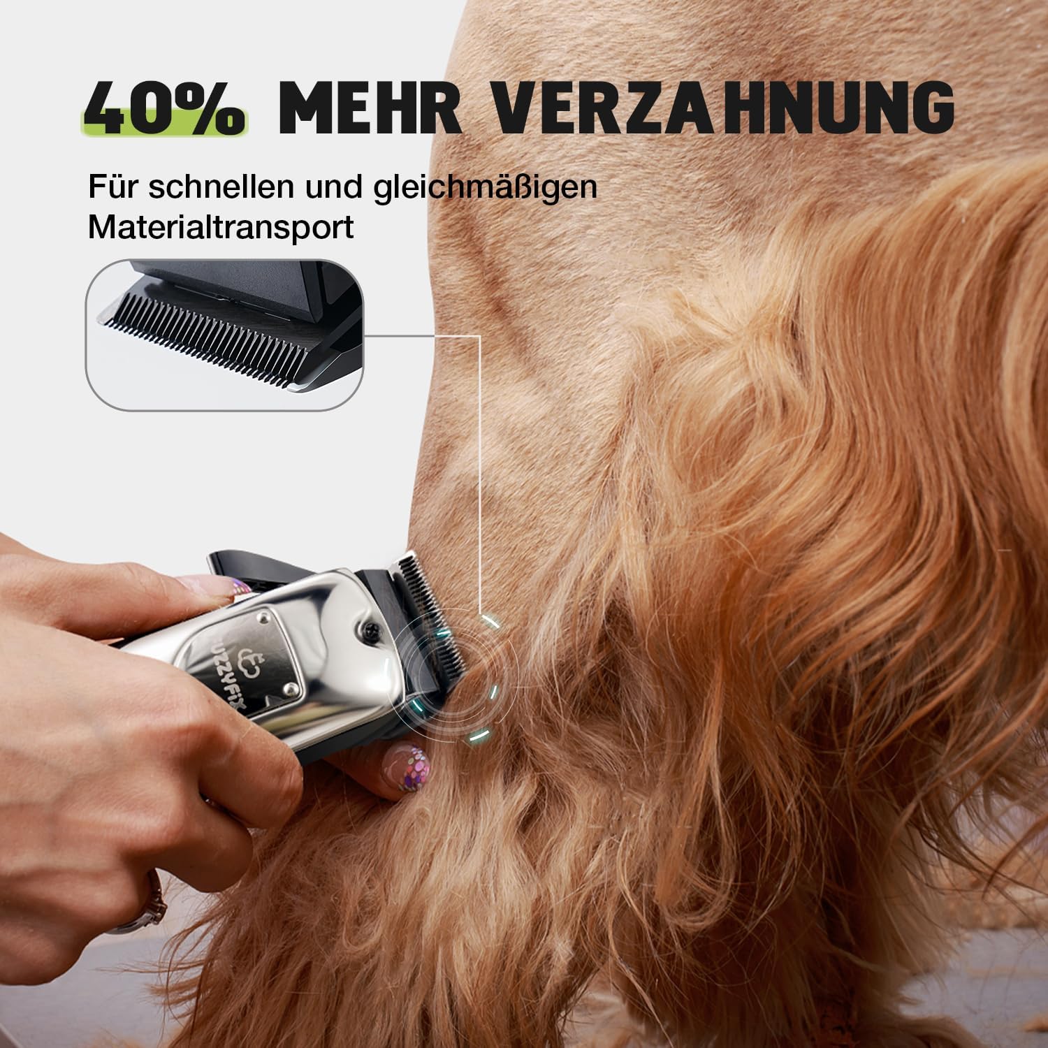 Detalle de FuzzyFix 4-in-1 Hundeschermaschine-Set – leise, kabellos, vielseitig