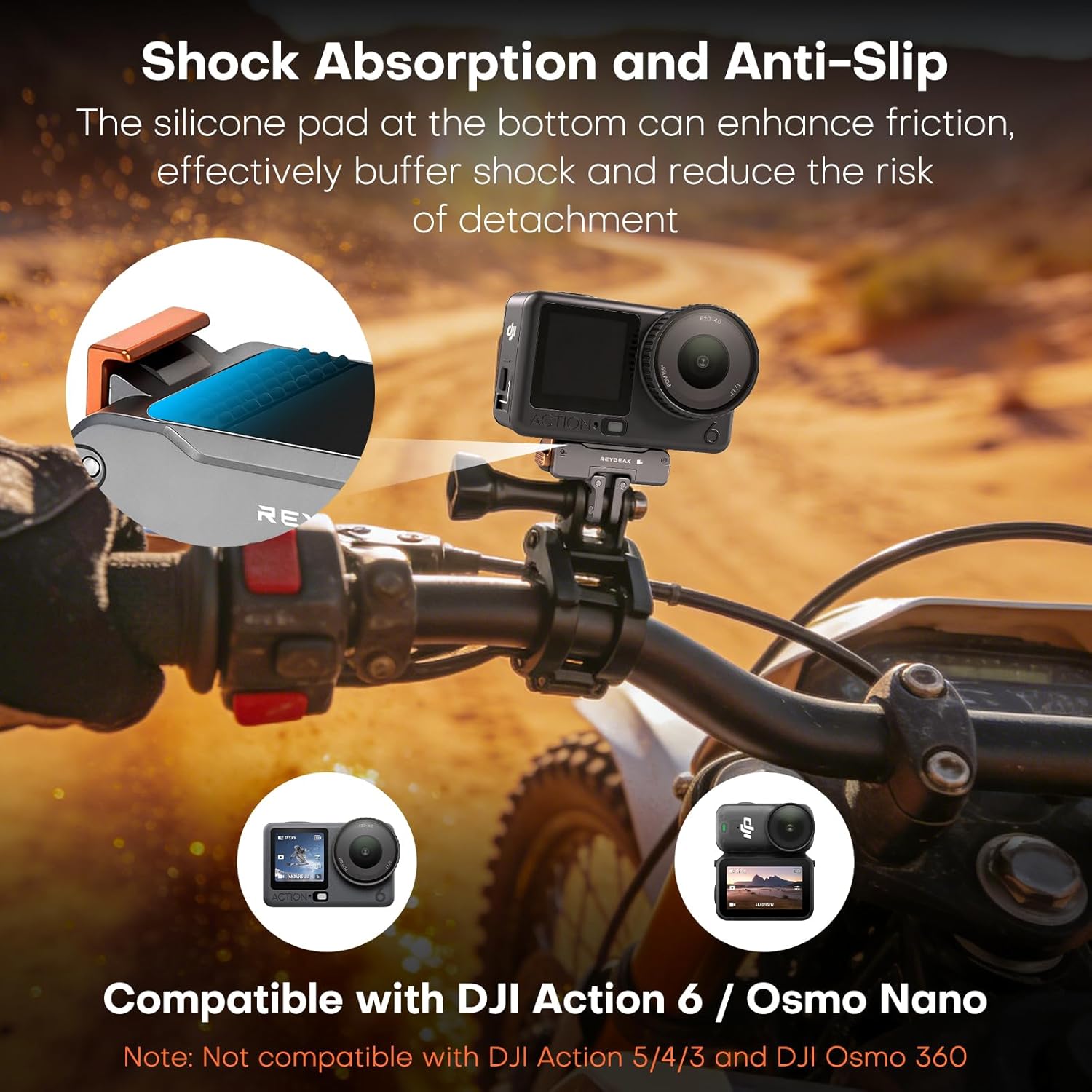 Thumbnail 4 de REYGEAK Supporto magnetico in alluminio girevole 360° per DJI Action 6 / OSMO Nano / Action 5-4-3