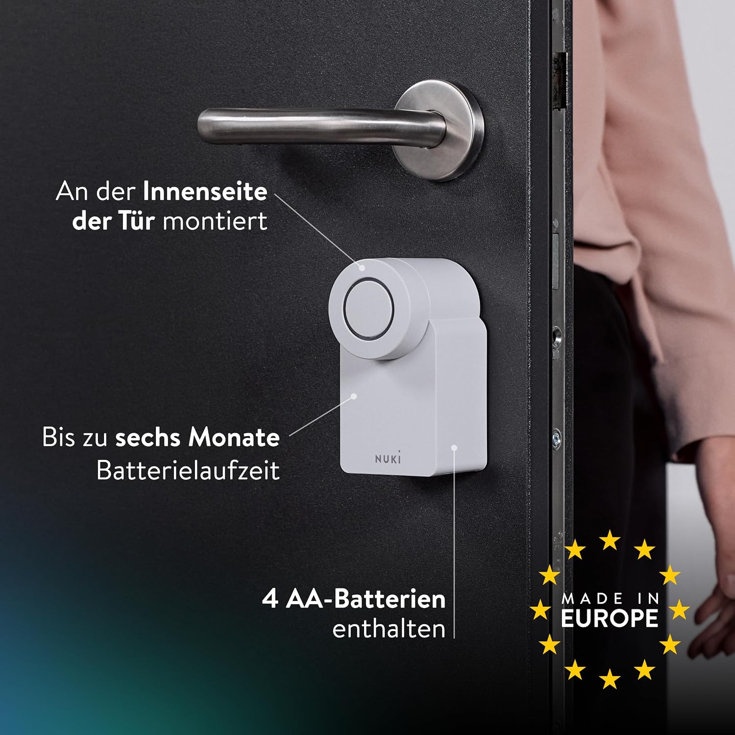 Detalle de Nuki Smart Lock Go (2025) – elektronisches Türschloss mit Bluetooth, WLAN & Matter, inkl. Keypad