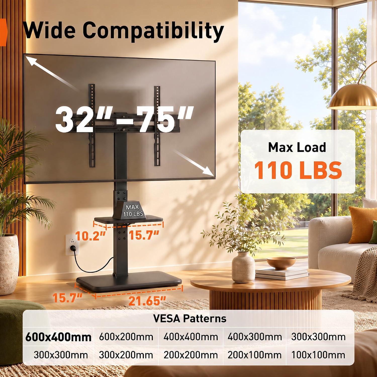 Detalle 2 de Perlegear PGFS06 Floor TV Stand 32-75 inch