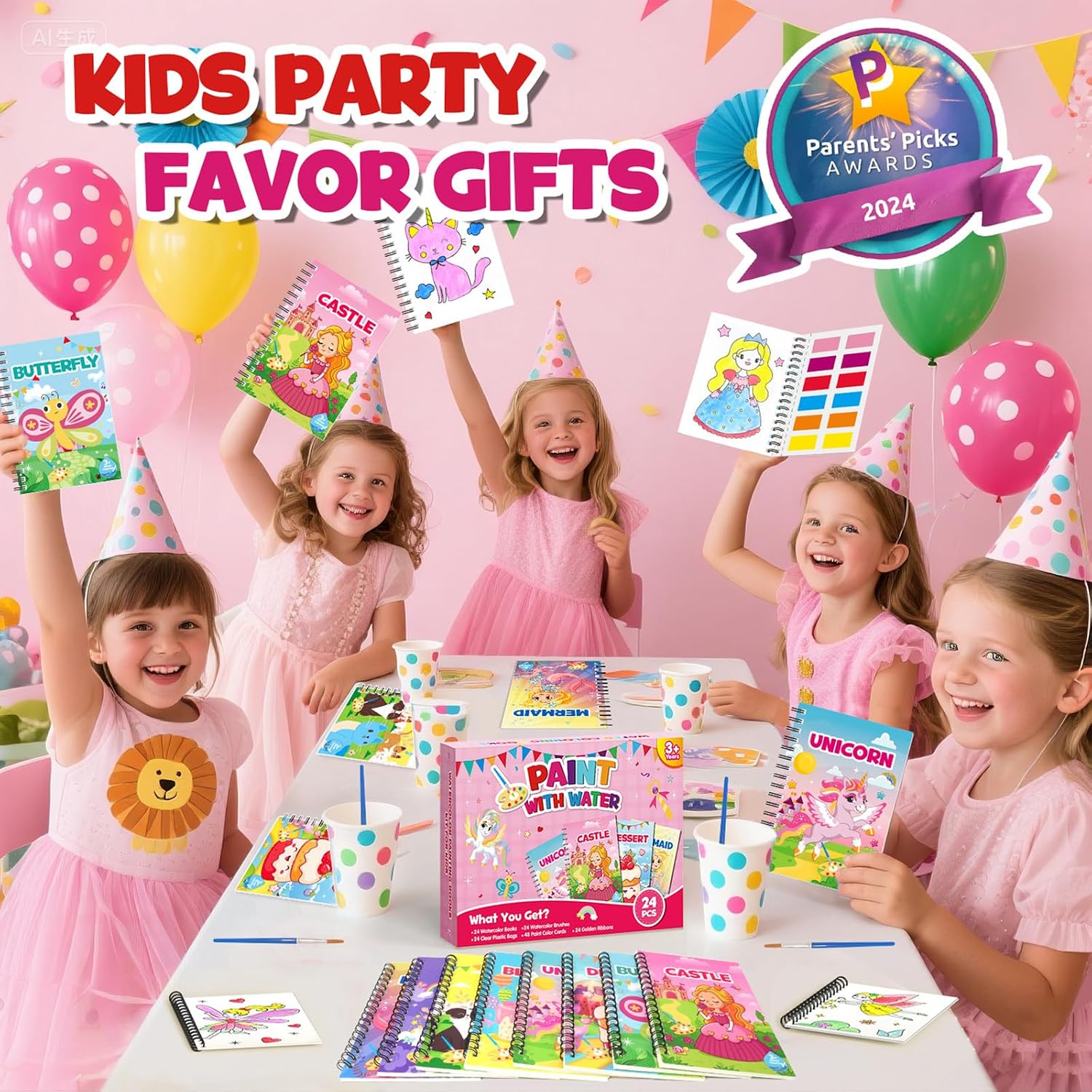 Thumbnail 3 de LIKYMO Water Colouring Books: Mini Colouring Books for Kids (24 x Girl) – Water Painting, Party Bags Fillers for Ages 4–9