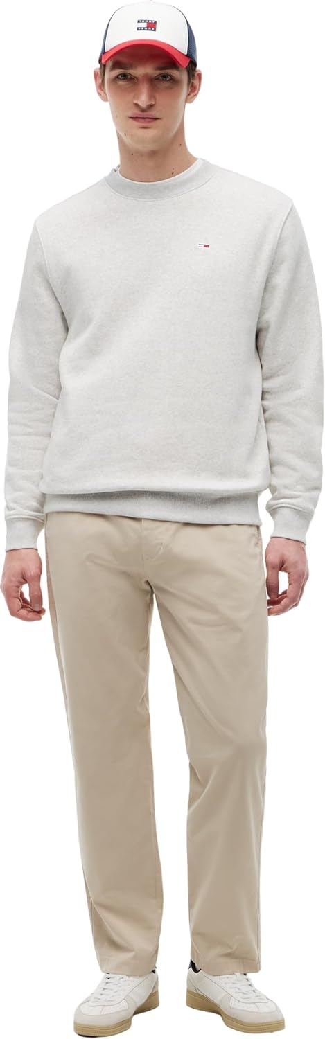 Detalle de Tommy Jeans Herren Sweatshirt Regular Fit Flag Fleece Rundhalsausschnitt aus Baumwolle mit Branding