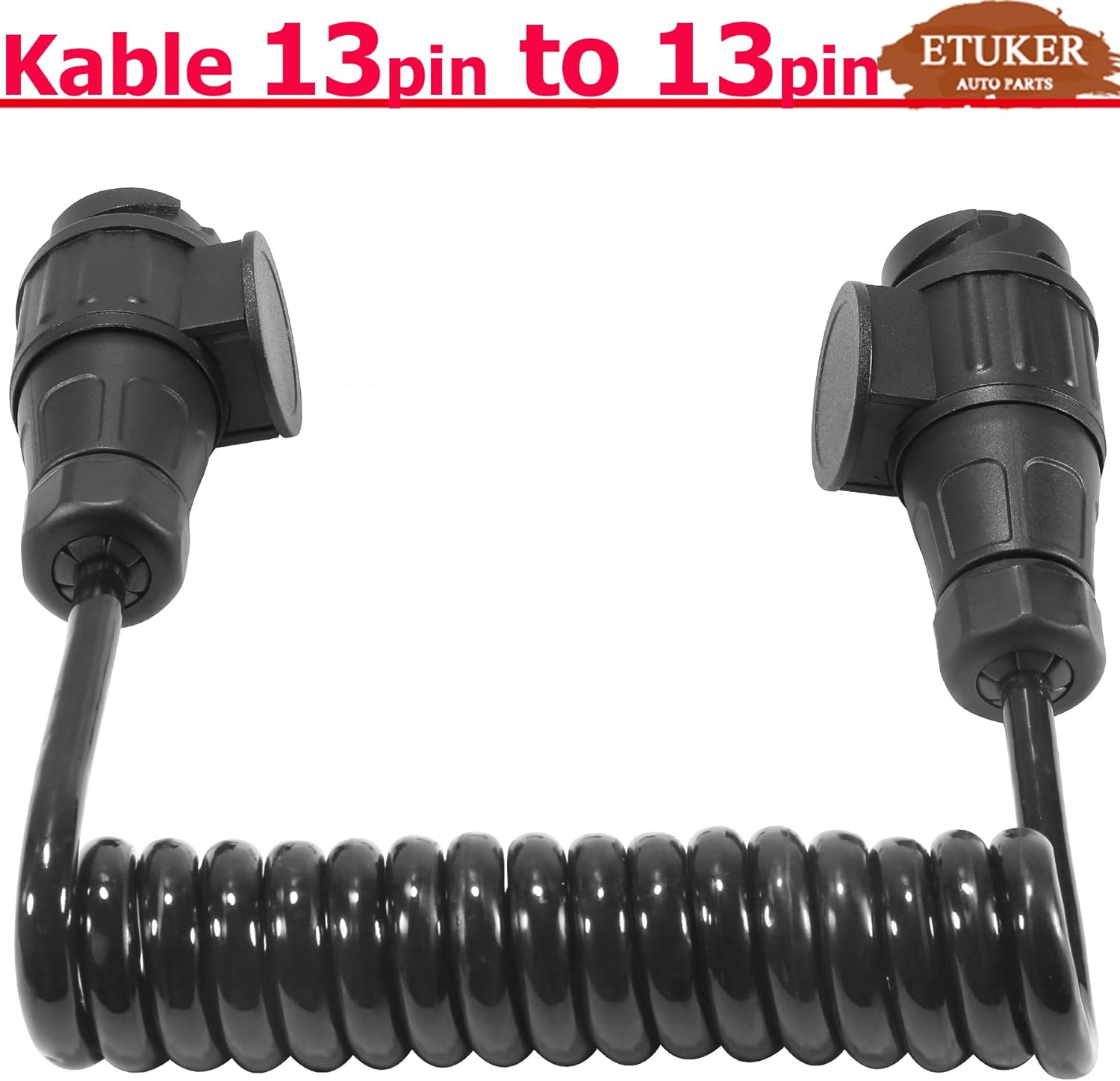 Thumbnail 5 de ETUKER 13pin 2M Trailer Extension Coiled Lead 12v with 2x 13pin Plugs