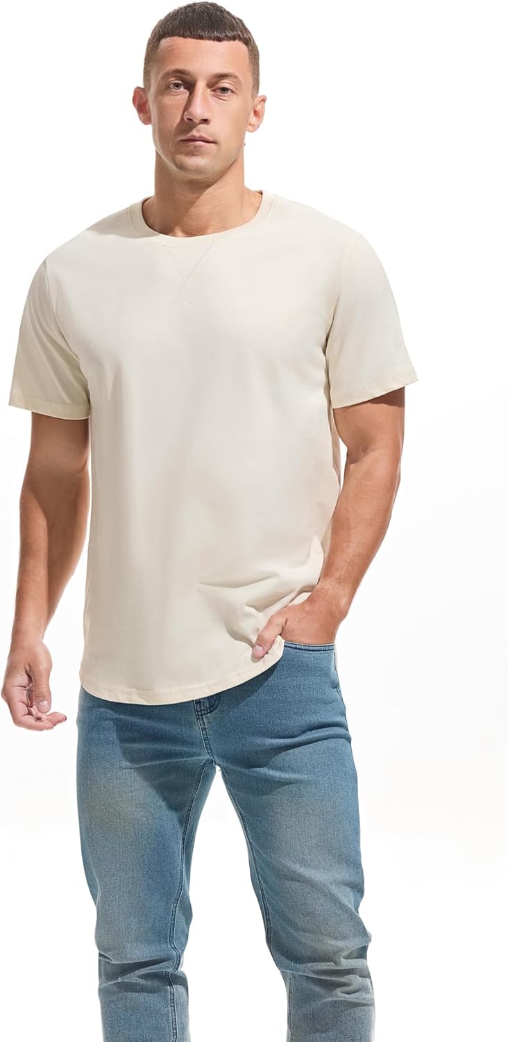 Thumbnail 1 de VEIISAR Herren Dickes Rundhalsmantel‑T‑Shirt aus 100% Baumwolle (Heavy Duty, Preshrunk, Longline)