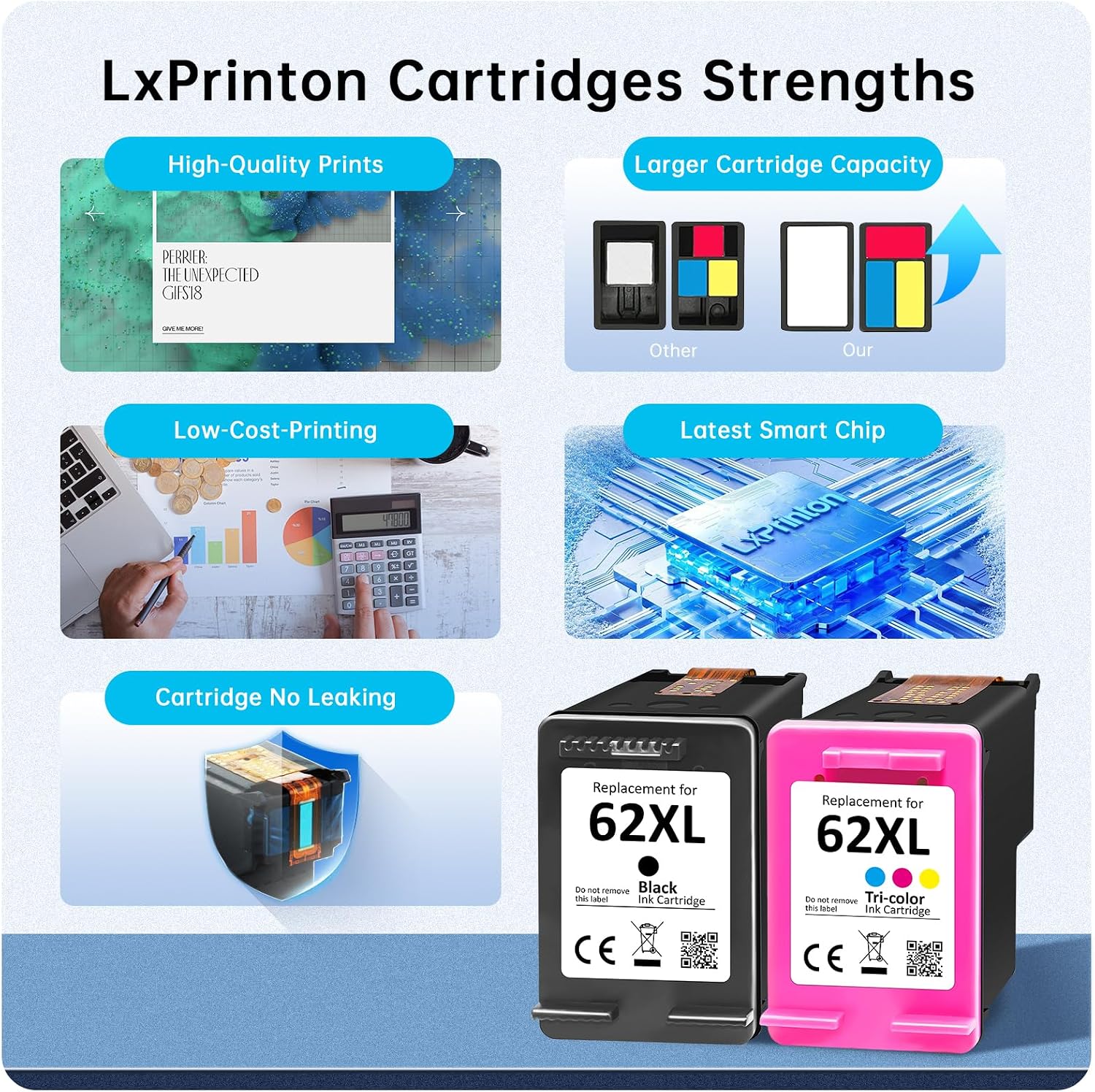 Detalle 1 de 62XL Ink Cartridges Twin Pack 750/450 pages