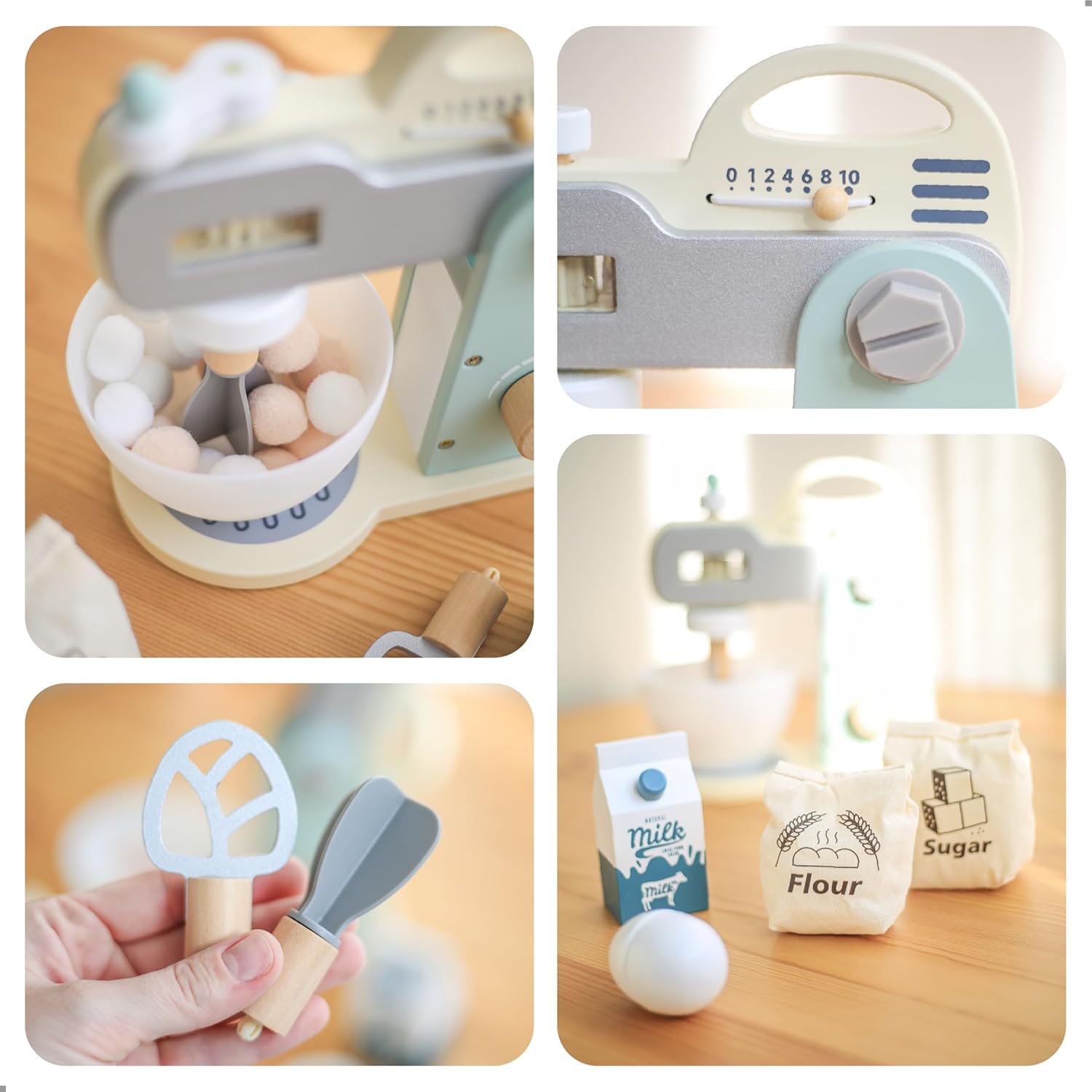 Detalle de UMU® Mixer Kit bois: ensemble de 10 pièces pour petits chefs à partir de 3 ans