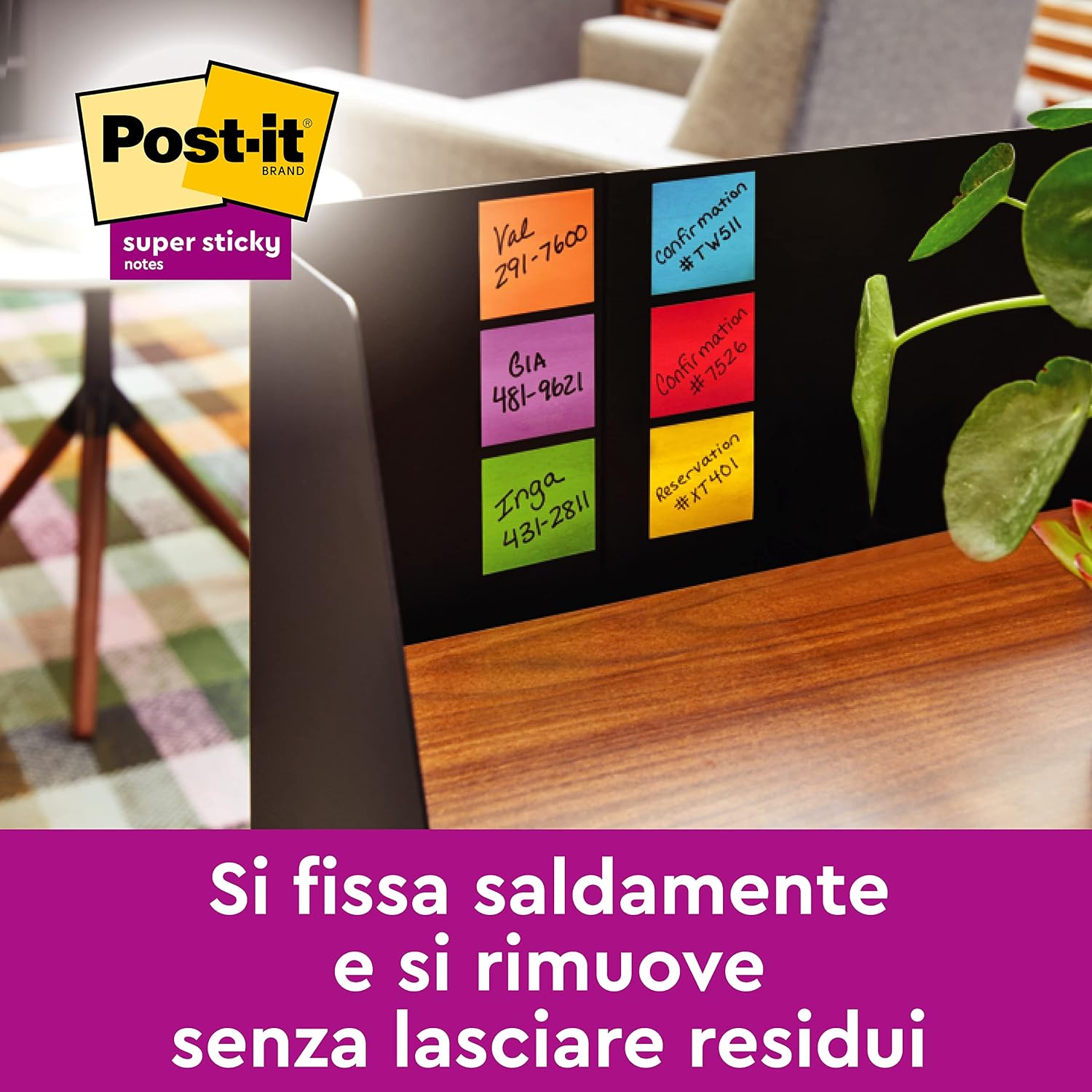 Detalle 2 de Foglietti Post-it Super Sticky a righe, colori assortiti 101 x 152 mm, 90 foglietti + 4 + 2 gratis