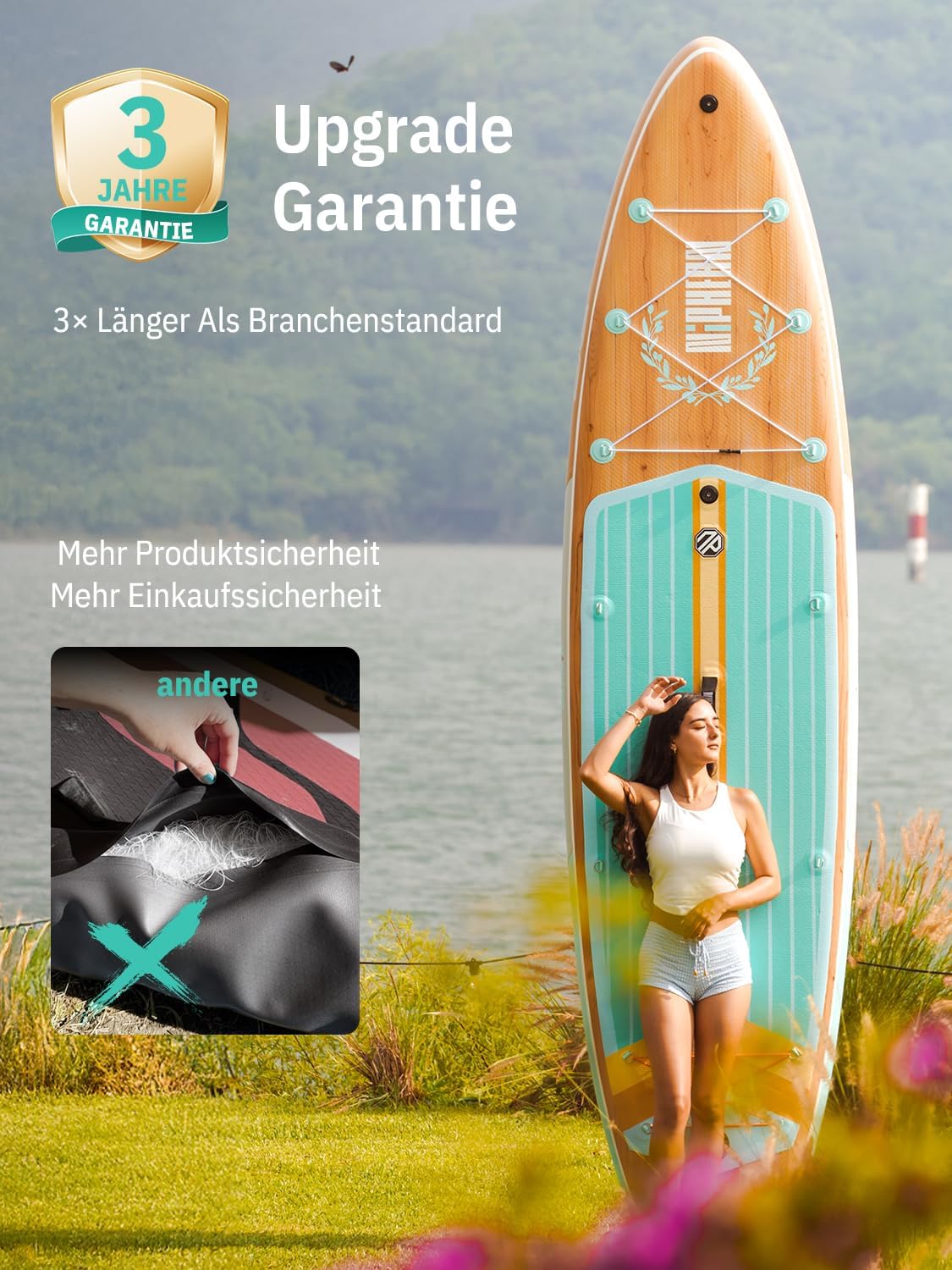 Detalle 2 de Niphean (Extra Groß) Stand Up Paddling Board – Großes Familien-SUP mit StabilTrac Finne und umfangreichem Zubehör