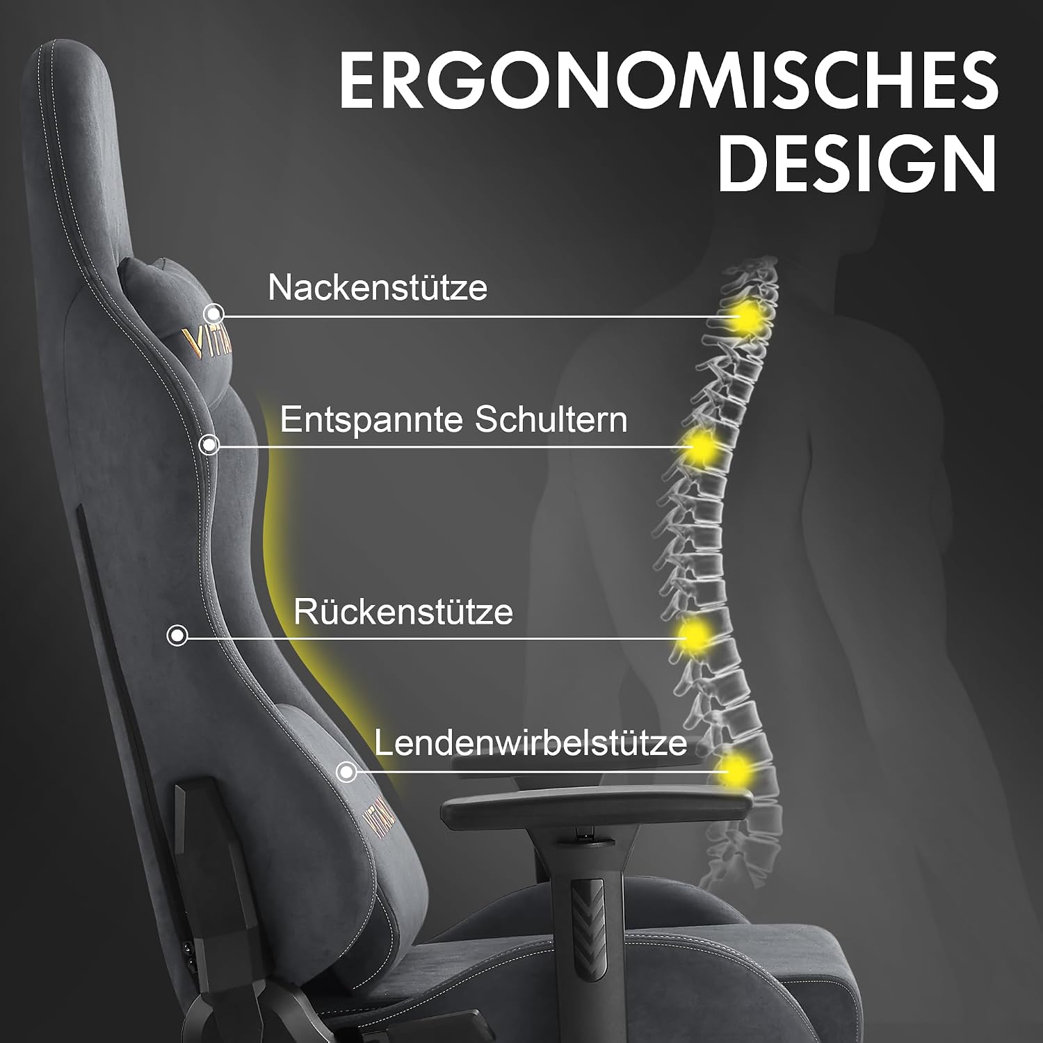 Thumbnail 6 de Vittanly Gaming Stuhl 90–155° 💺