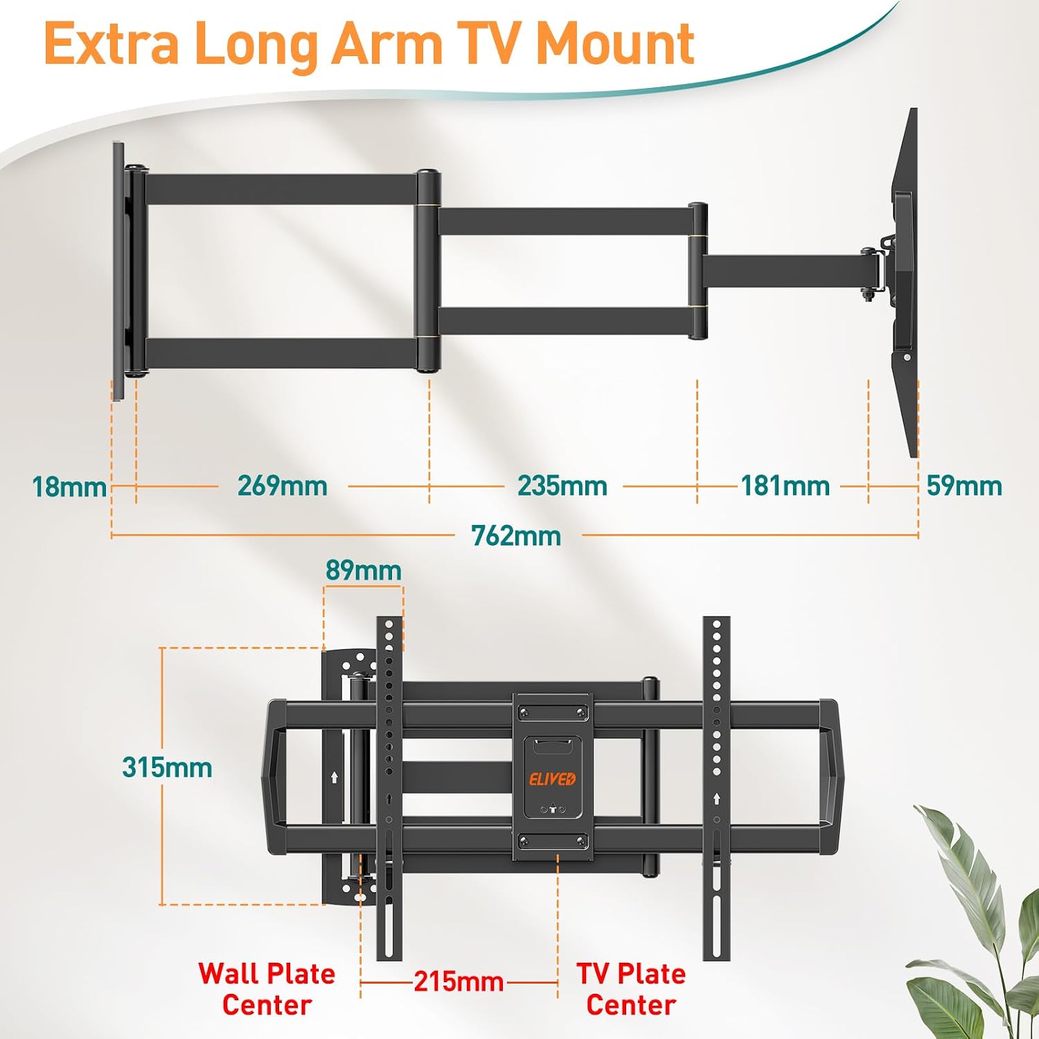 Thumbnail 6 de ELIVED EV3037 762mm Long Arm TV Wall Bracket