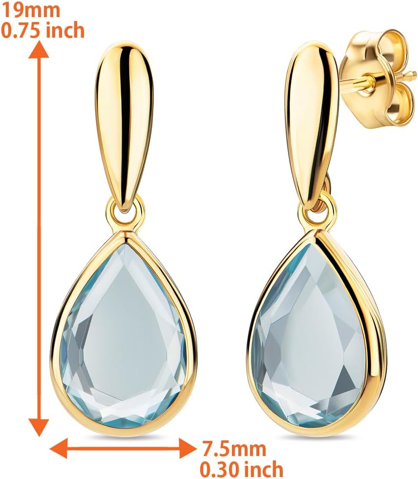 Thumbnail 2 de Orovi Boucles d'Oreilles Gouttes en Or Jaune 14 Carats avec Améthyste Bleue — certifiées, élegantes et hypoallergéniques