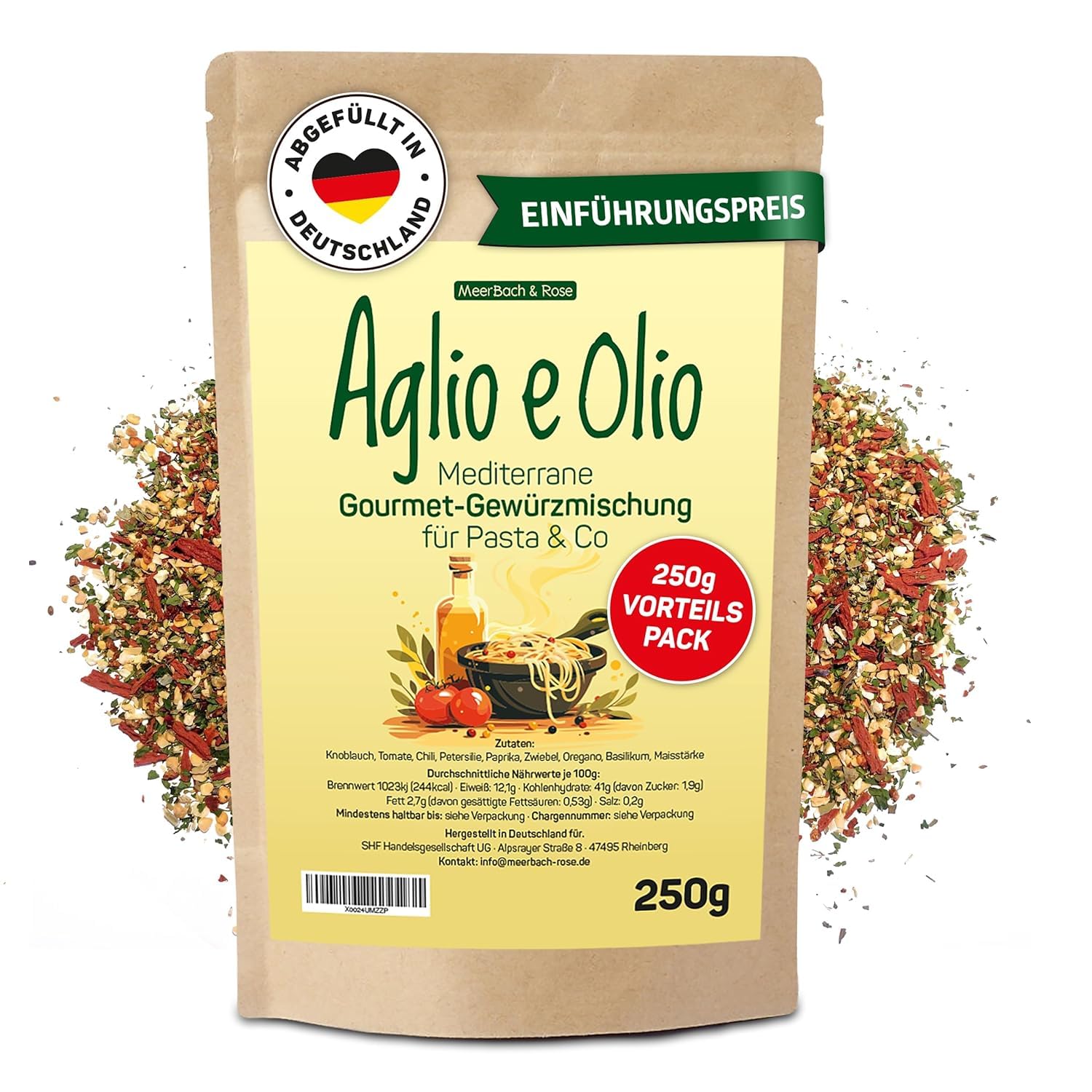 Detalle de Aglio e Olio 250g – Mediterrane Gourmet Gewürzmischung für Pasta & Co.