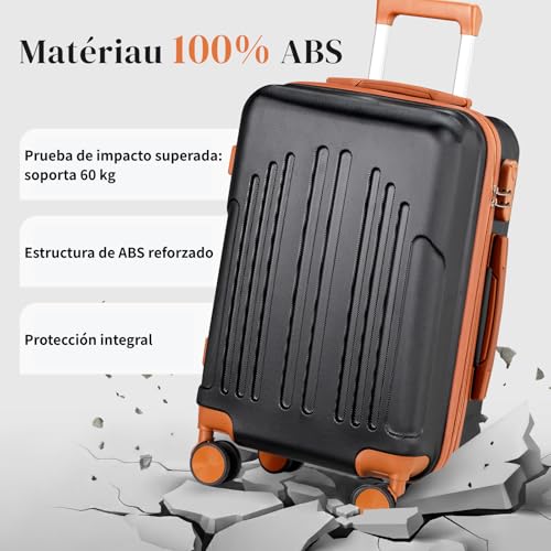 Detalle de LEADZM Maletas de Viaje Grandes 23 Kilos XL 75 cm – Negro/Marrón